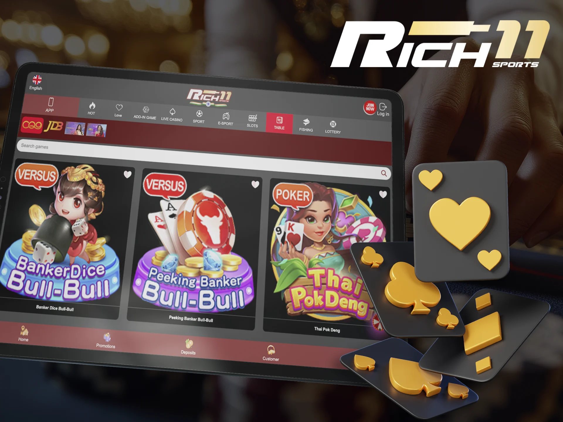 Good luck awaits you in betting on Rich11 table games.