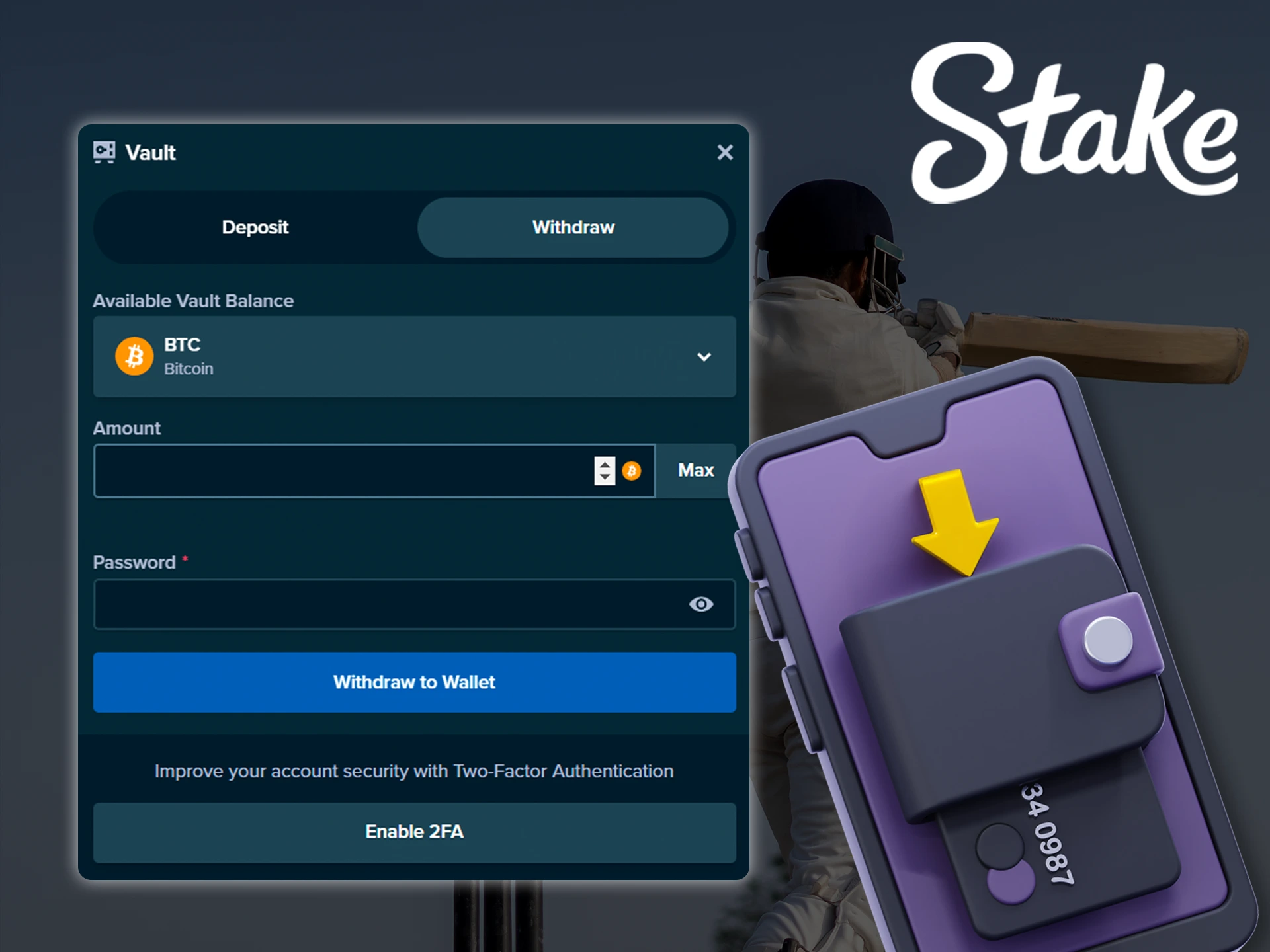 Withdrawing from Stake is a swift and fee-free experience.