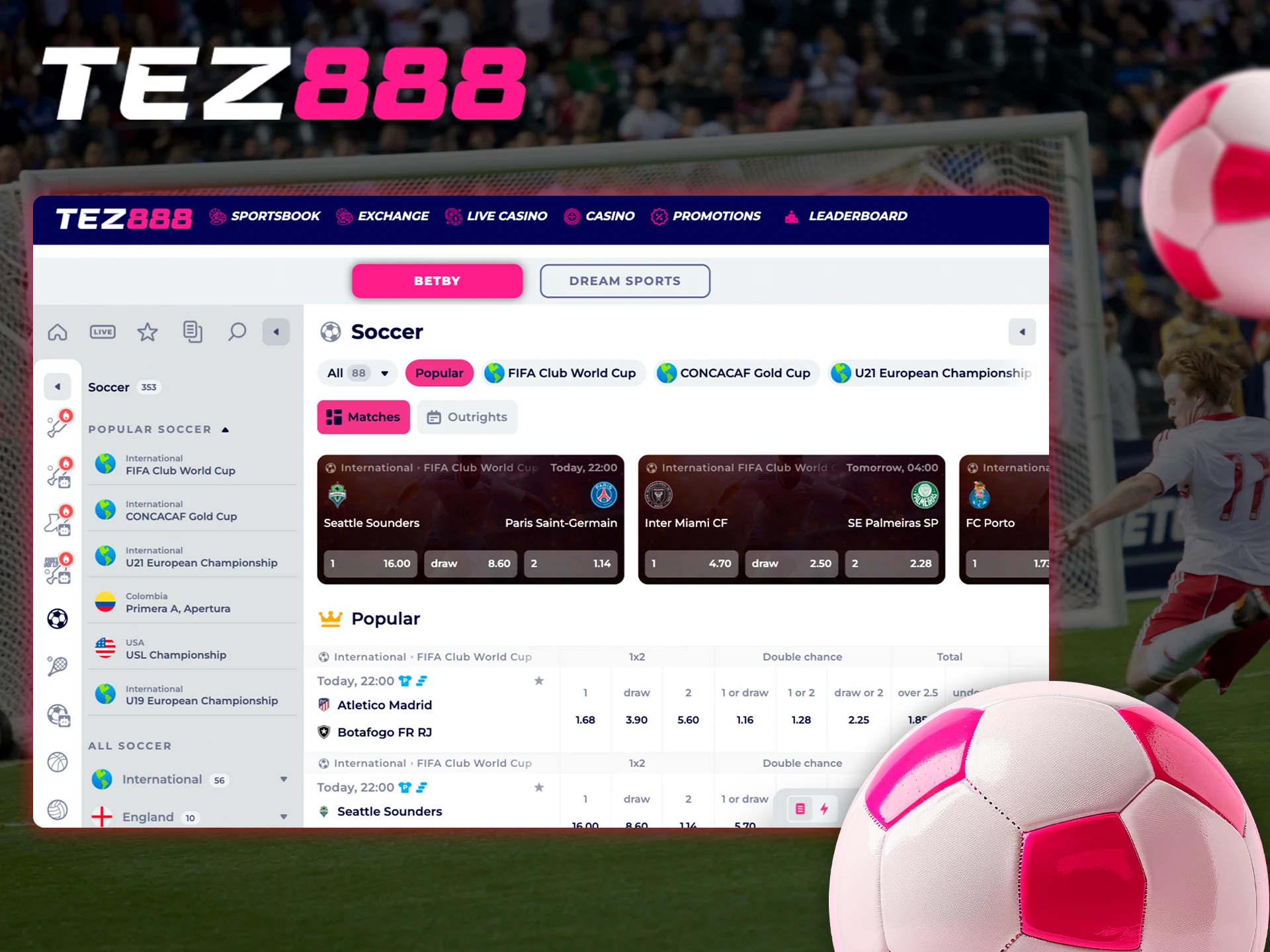 Football fans can place bets on this sport at Tez888 casino.