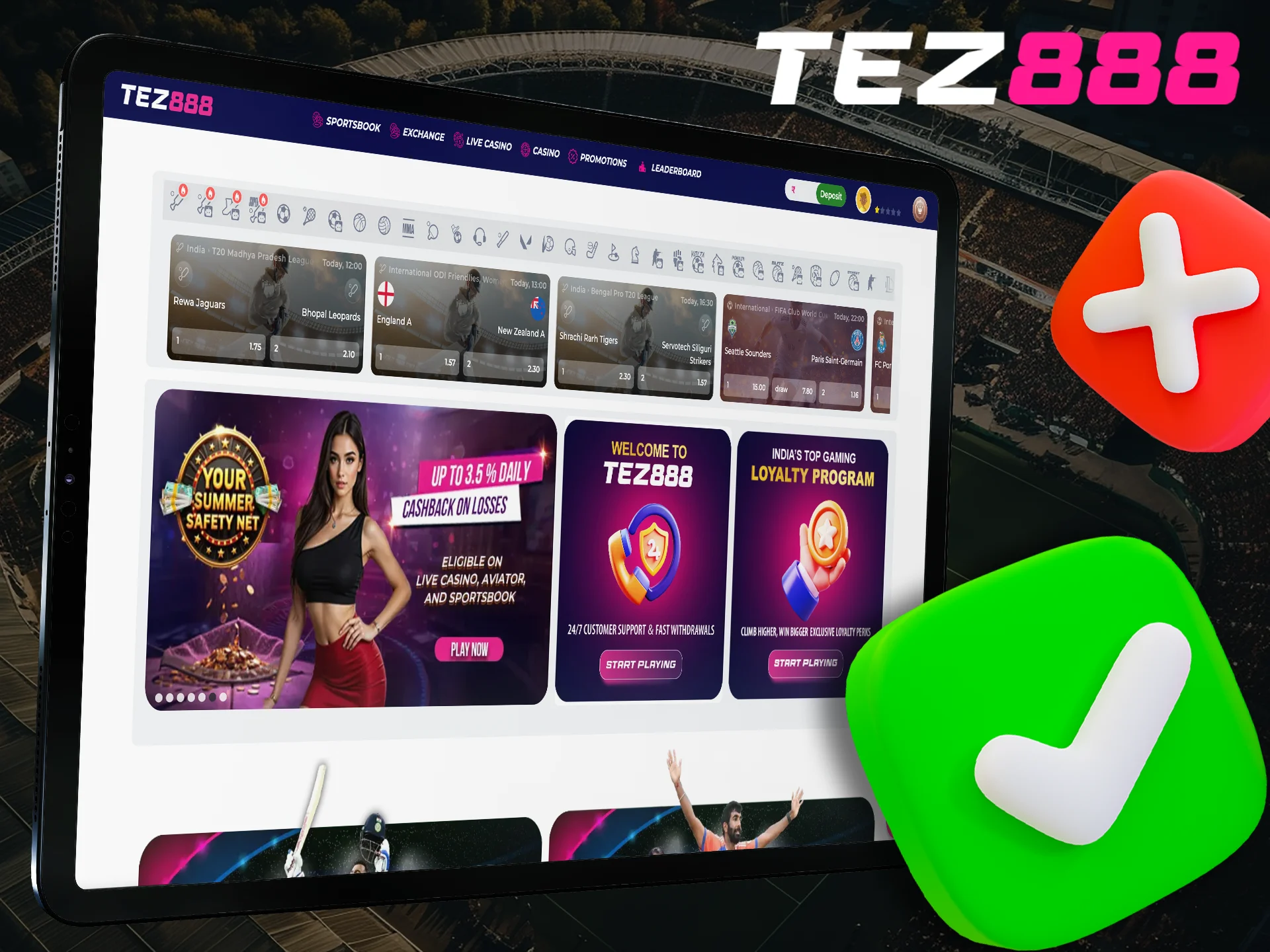 Tez888 real site in which you can win at sports betting and casino.