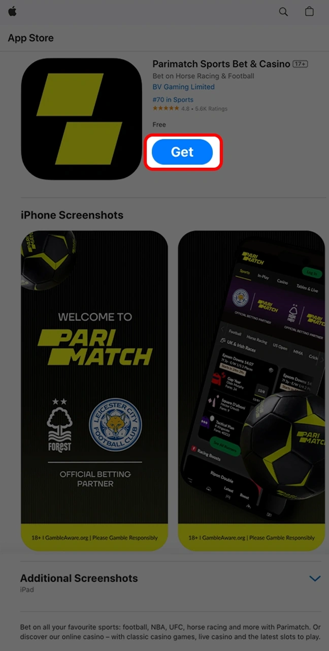 Start downloading the app from the App Store to your smartphone.