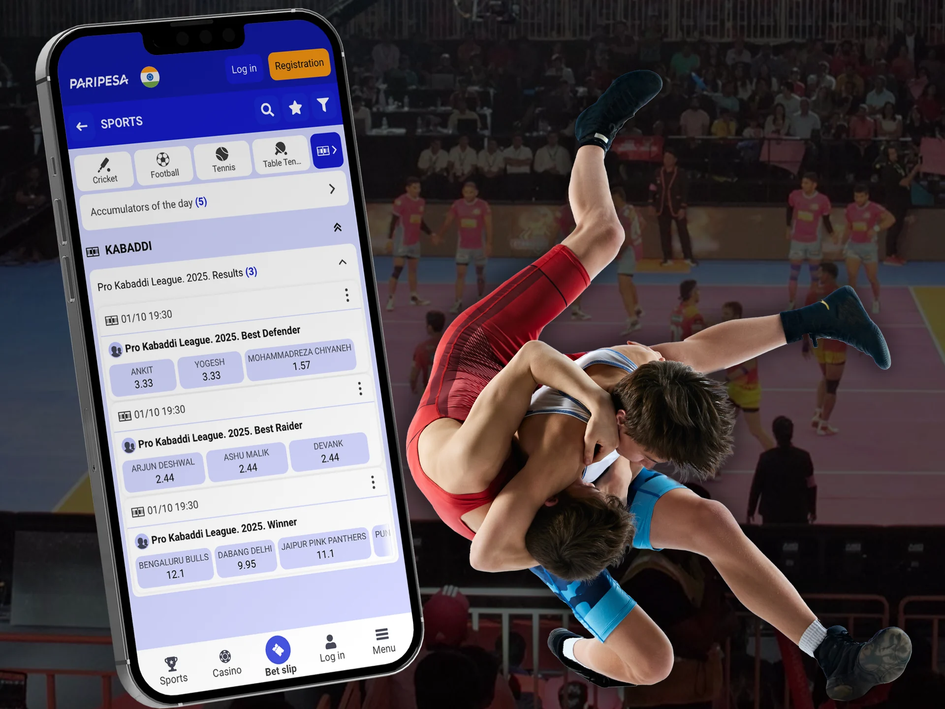 Bet on your favourite in Kabaddi tournaments.