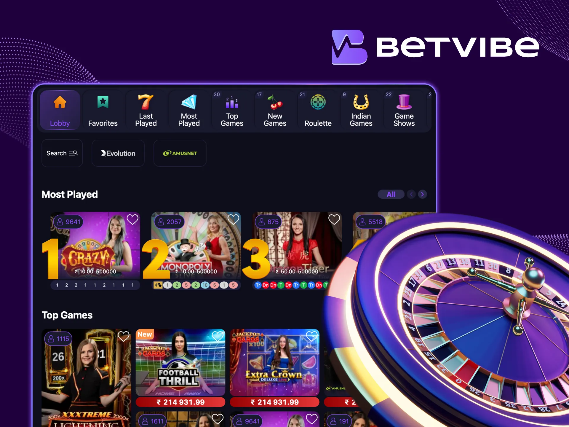 Join the real casino experience on BetVibe.