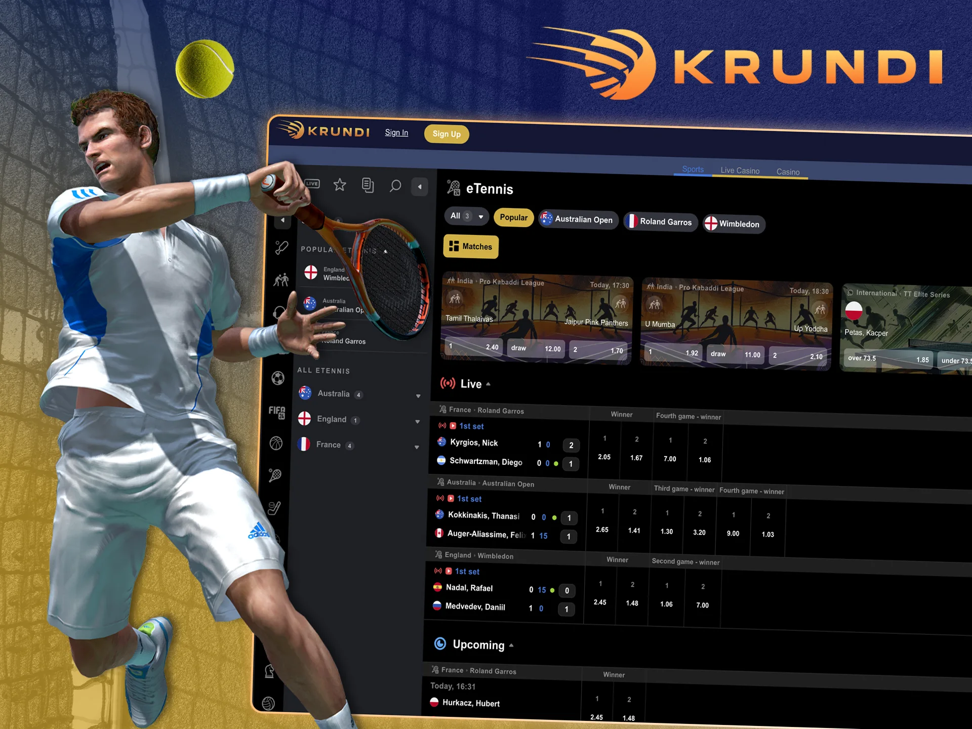 Expand your staking options on eTennis at Krundi.