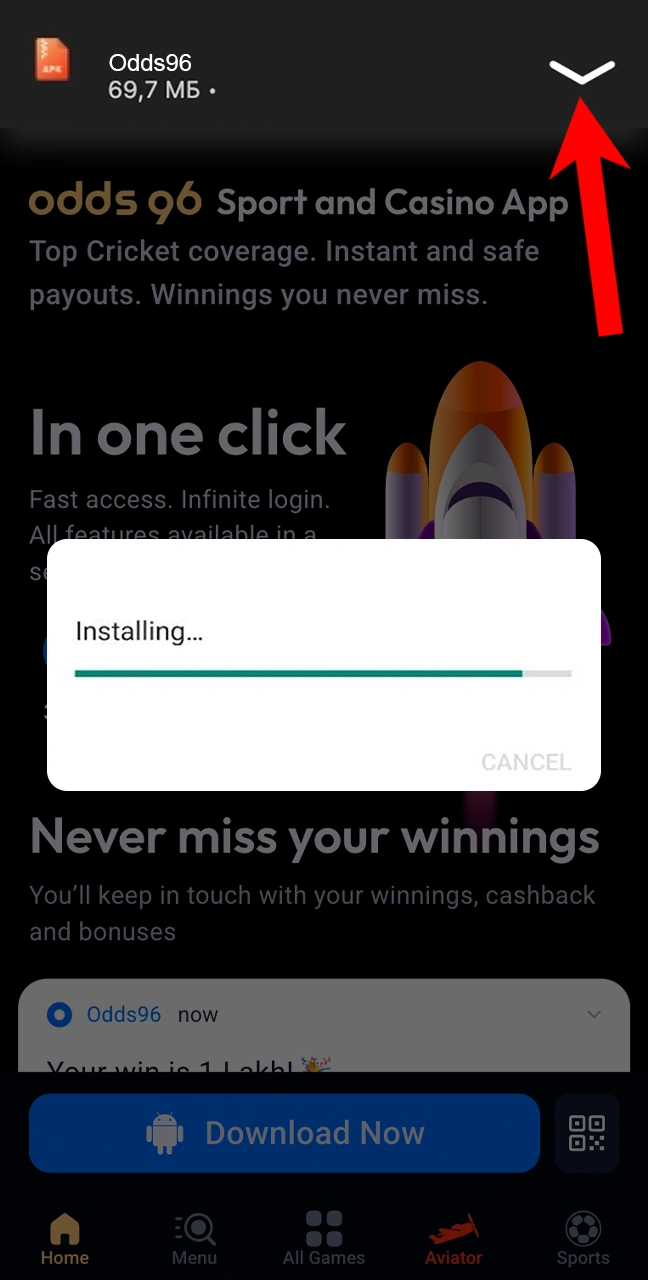 Install the downloaded file and start playing Odds96.