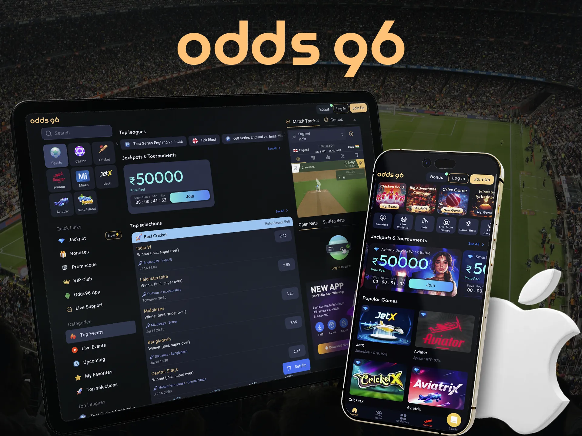 Use any iOS device to play Odds96.