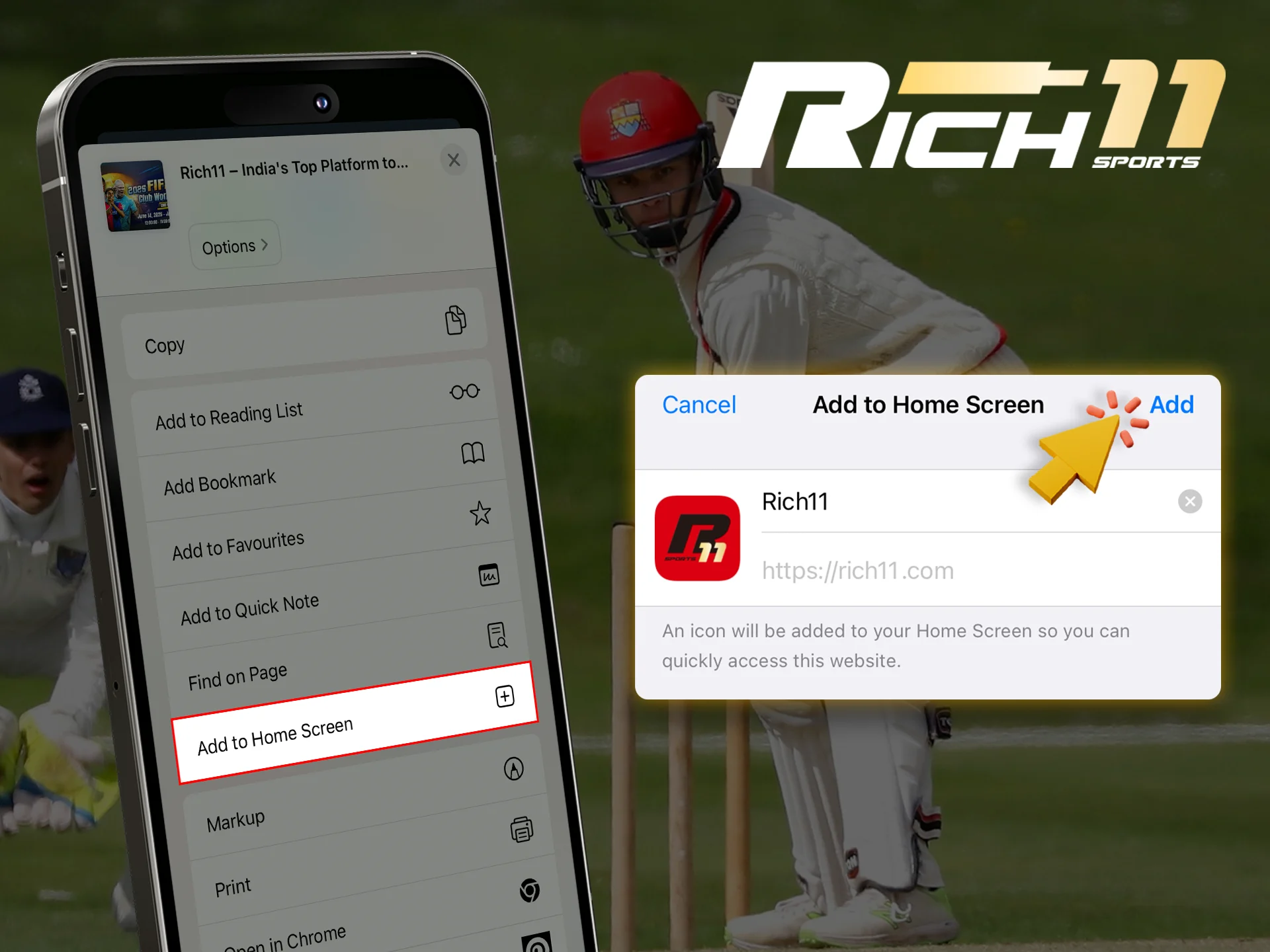 Share Rich11 website on your smartphone home screen.