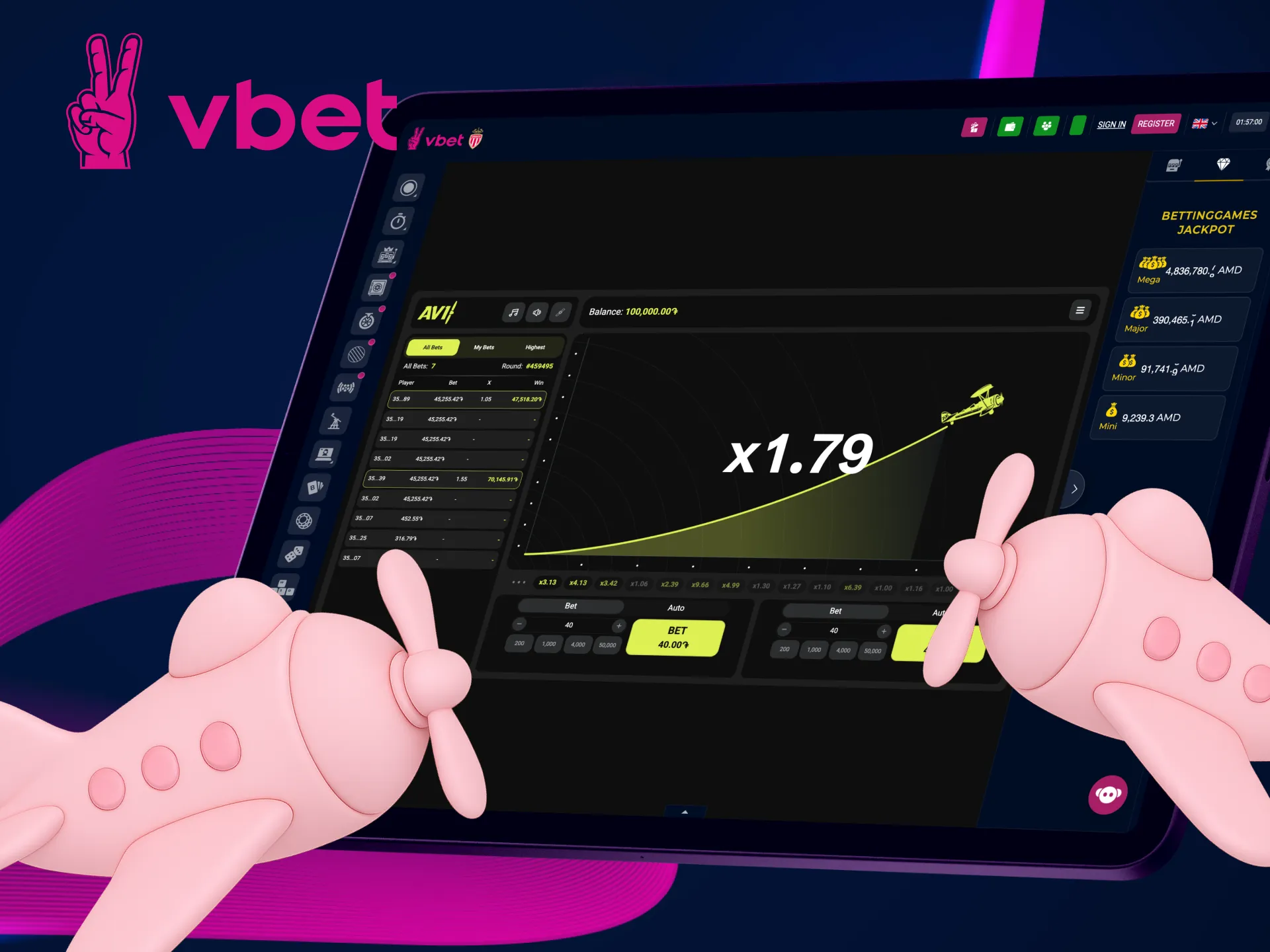 Play Aviator and take off with VBet fun.