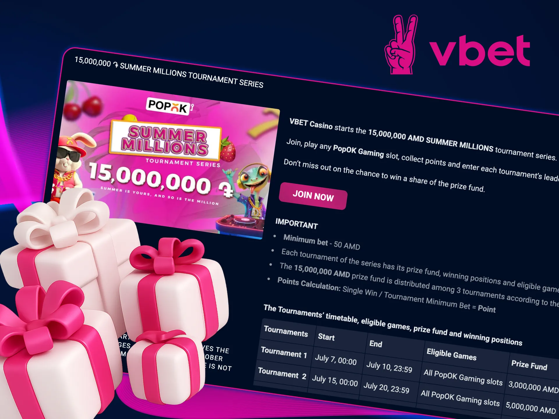 Unlock bonus offers and play more with VBet.