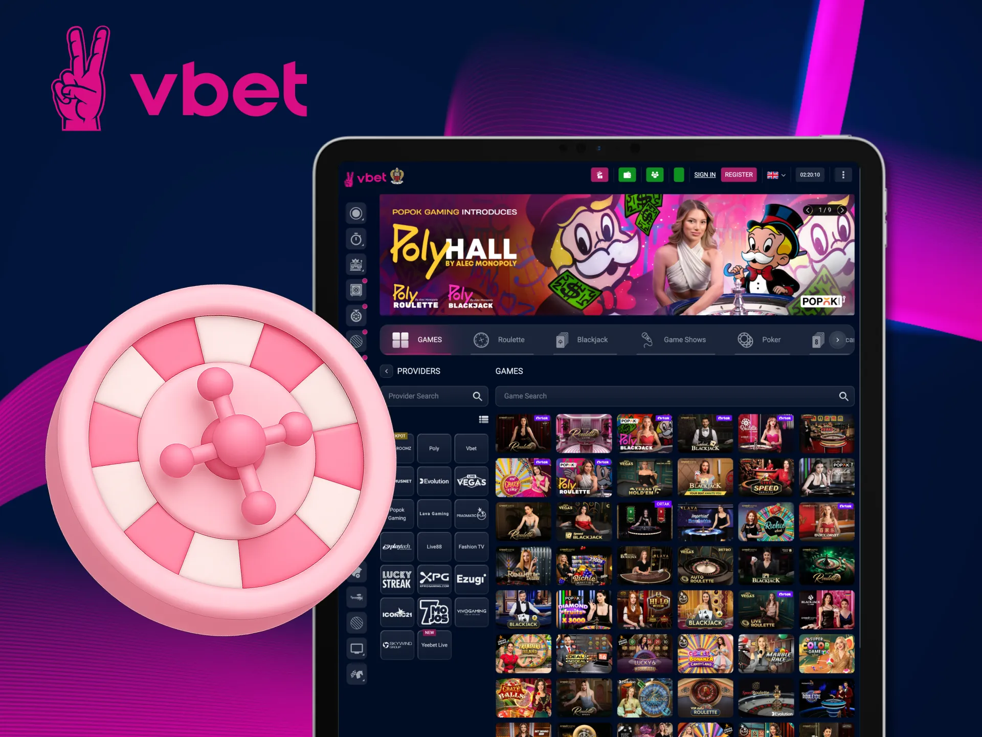Enjoy real-time casino action on VBet.