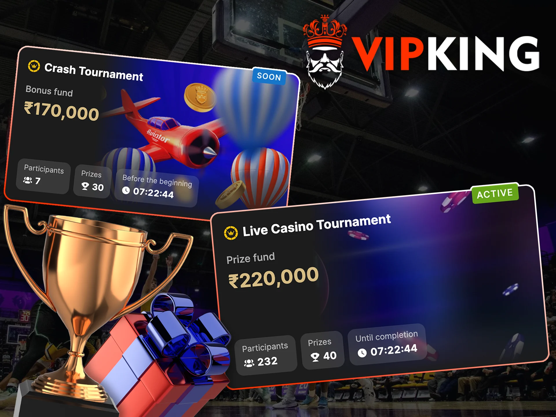 Take part in tournaments from VipKing and win.