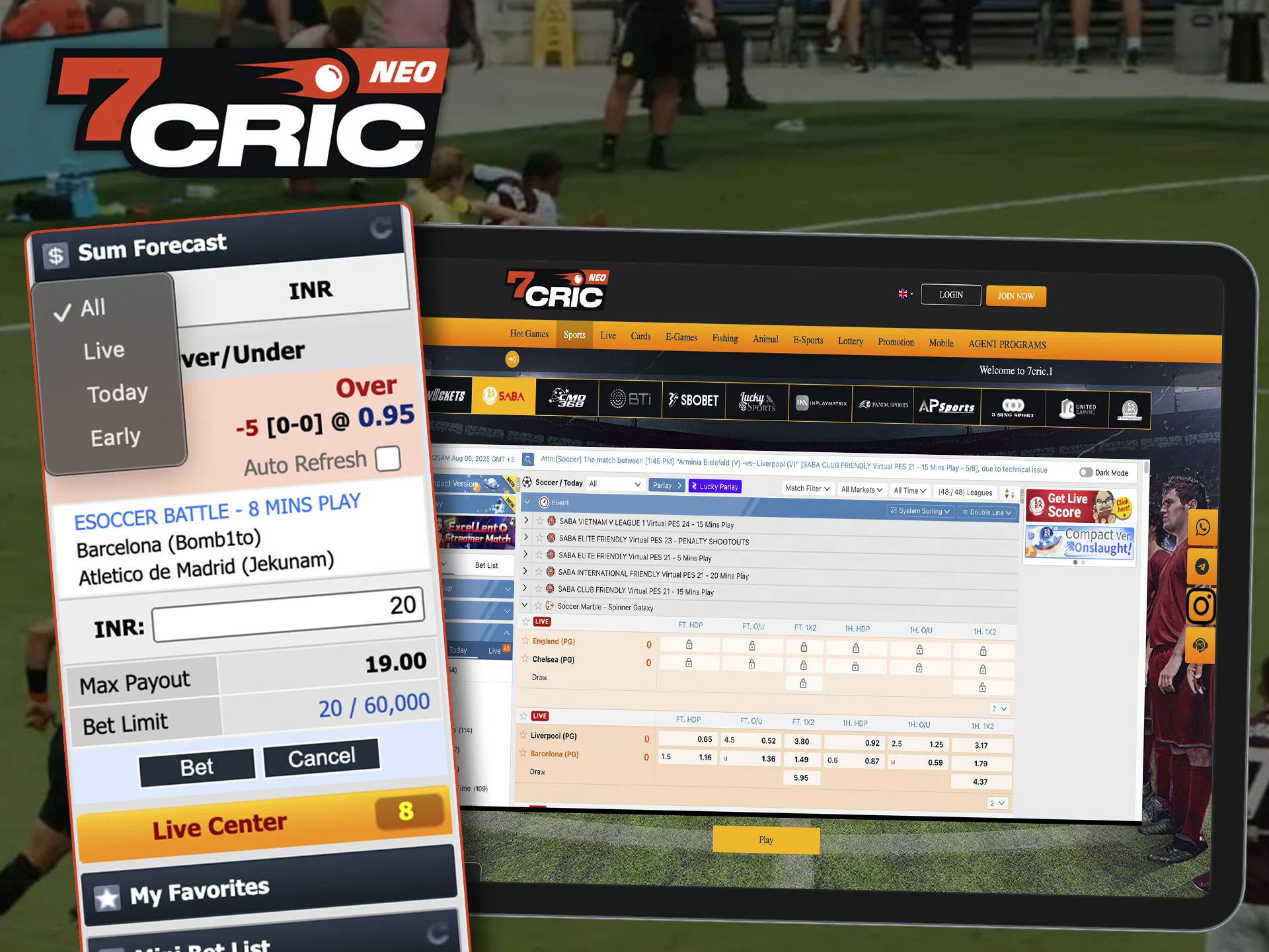 Choose the right betting options for you at 7Cric.