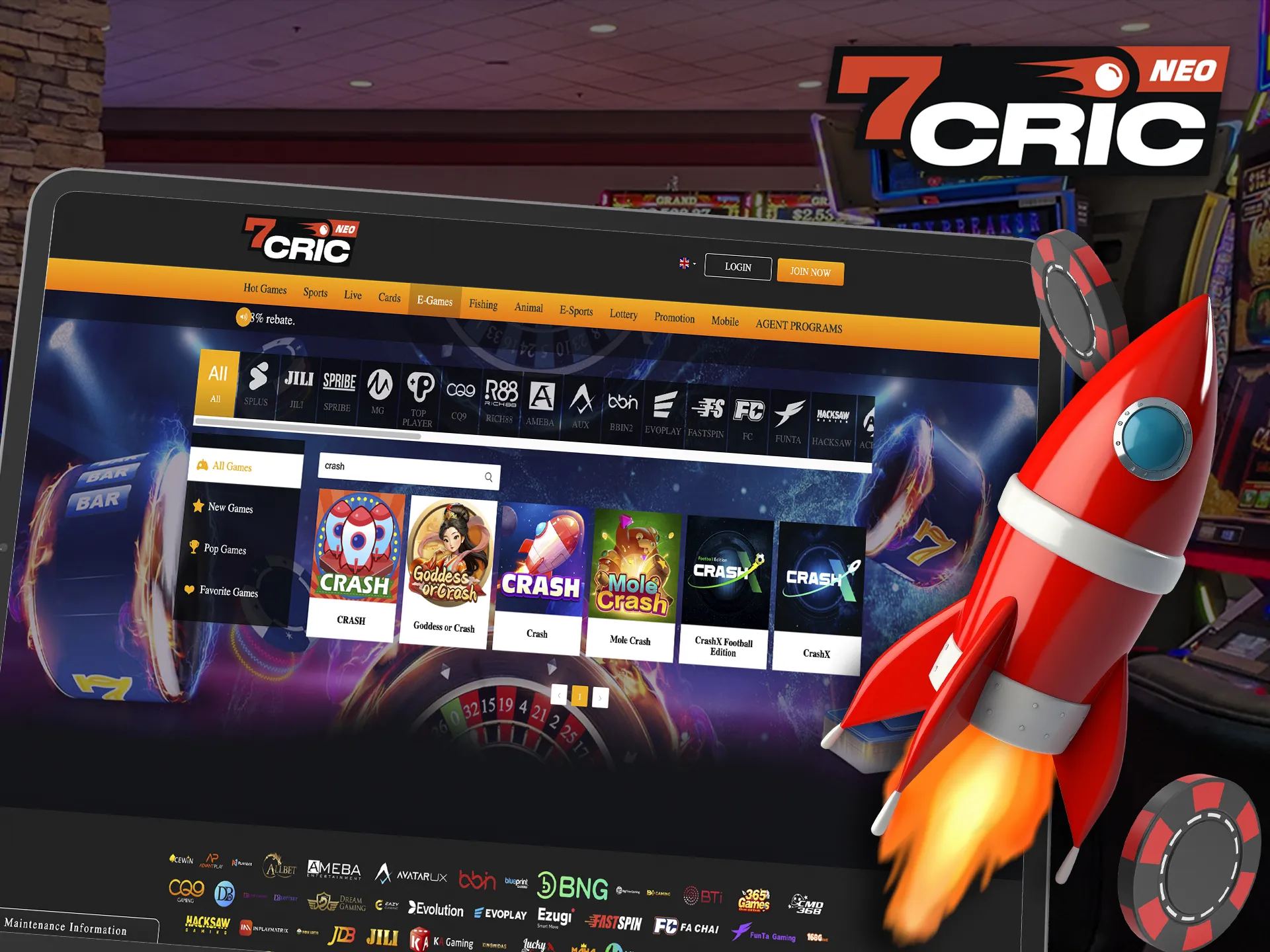 Play Crash games and move on to the winning team at 7Cric.