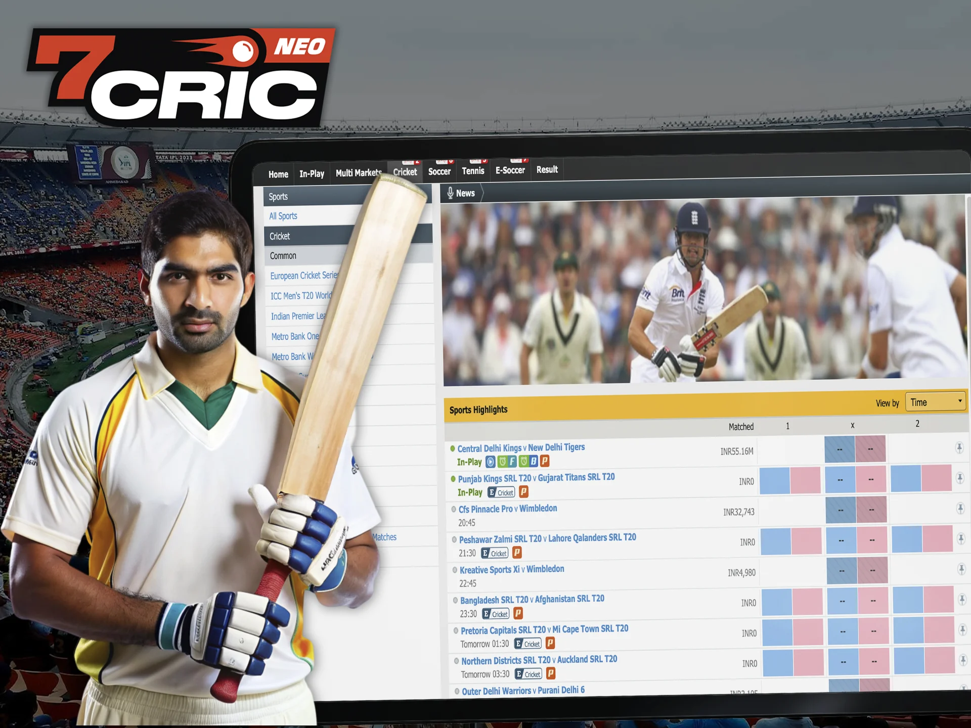 Place your bets on your favorite cricket teams at 7Cric.