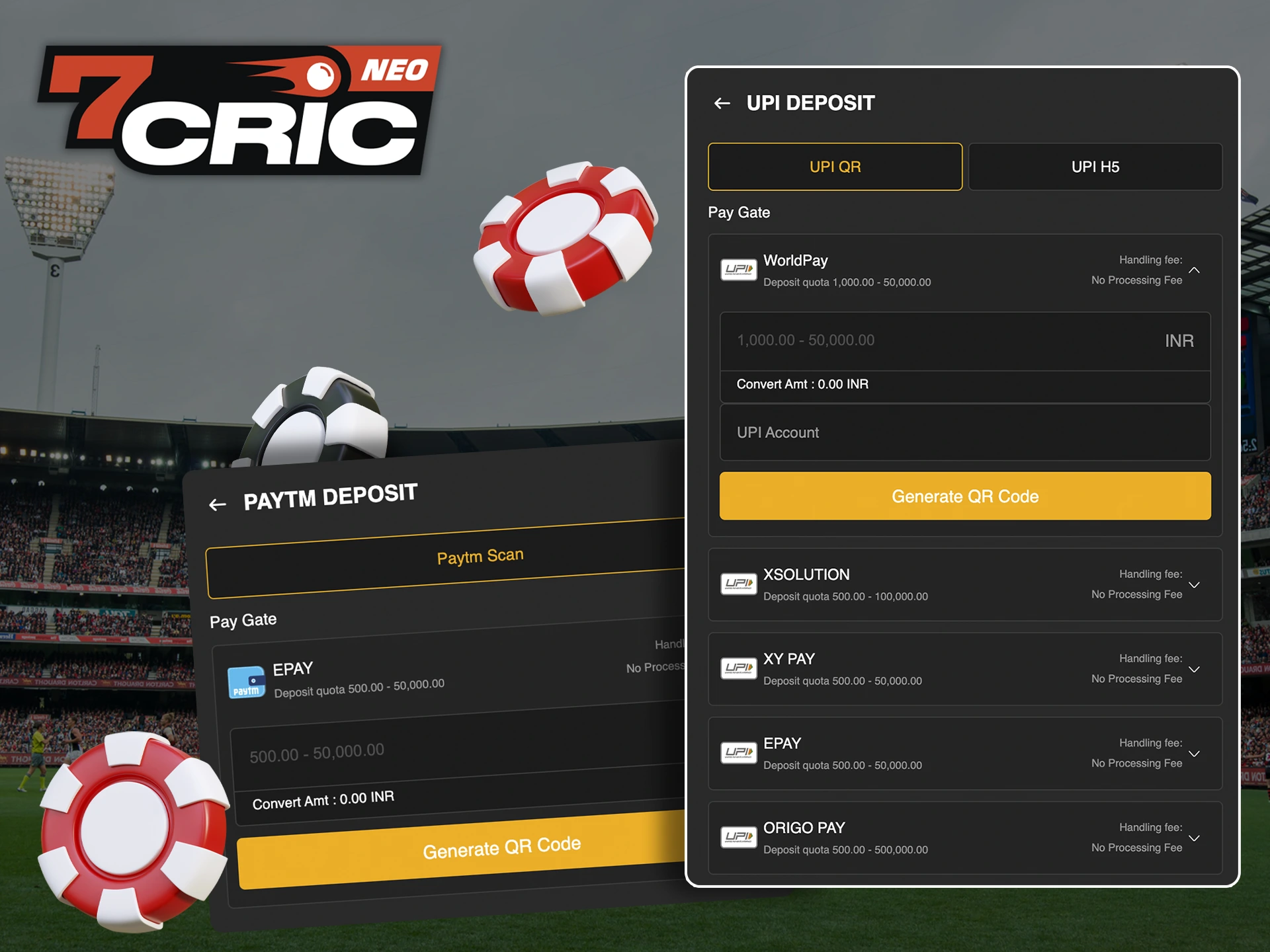 Read how to make a deposit to 7Cric.
