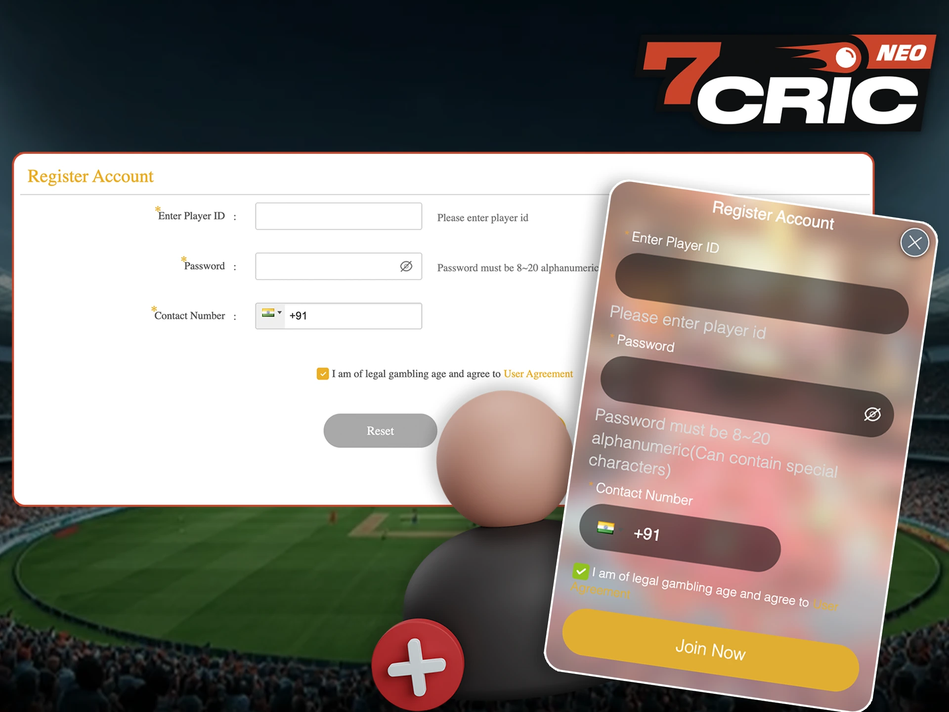 Register an account with 7Cric and start winning.