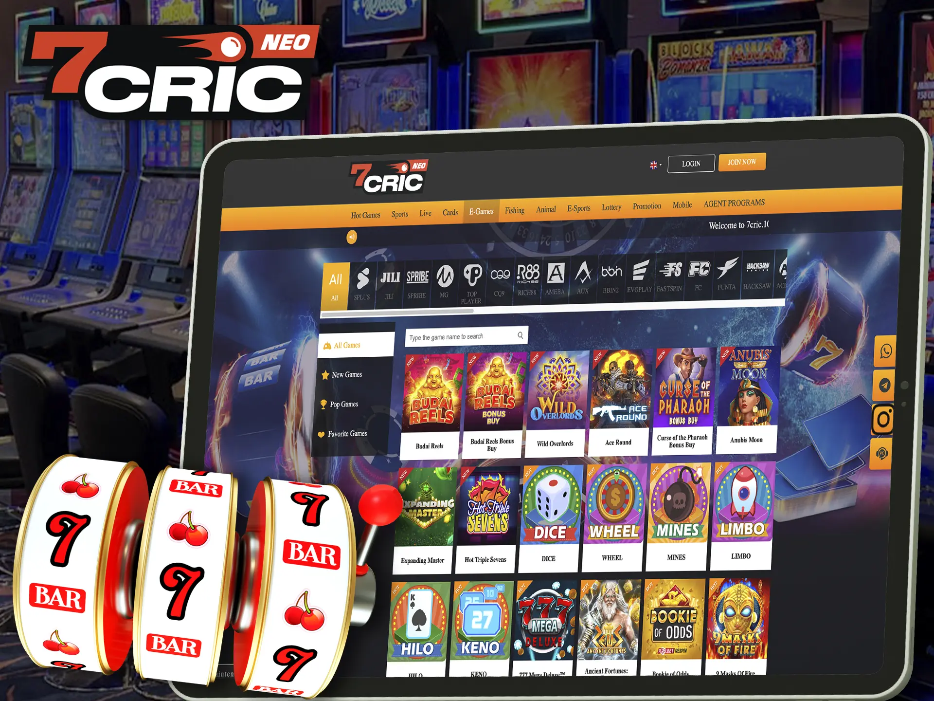 Play slot games and win with 7Cric.