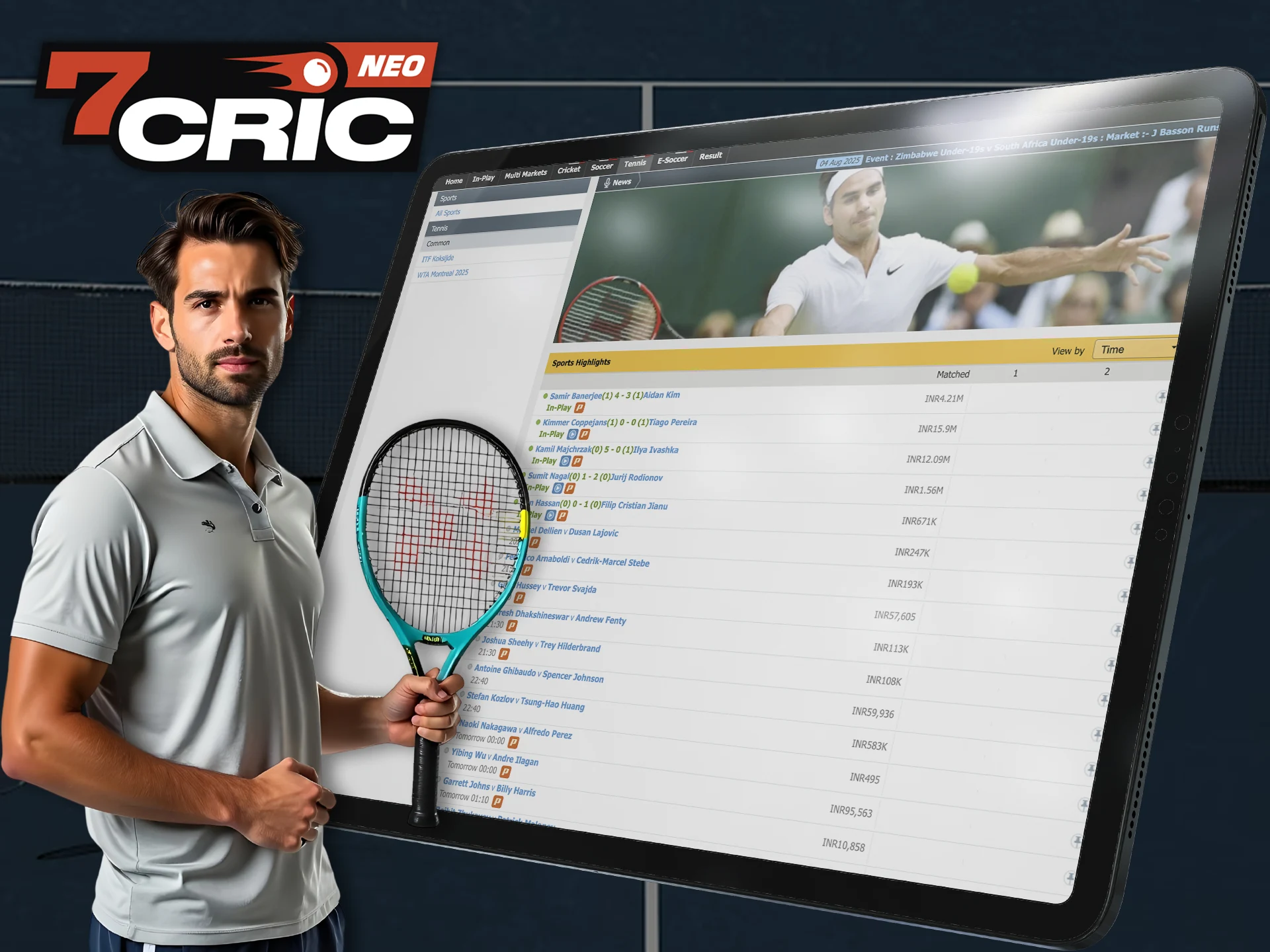 Guess the winner in tennis and win significant prizes at 7Cric.