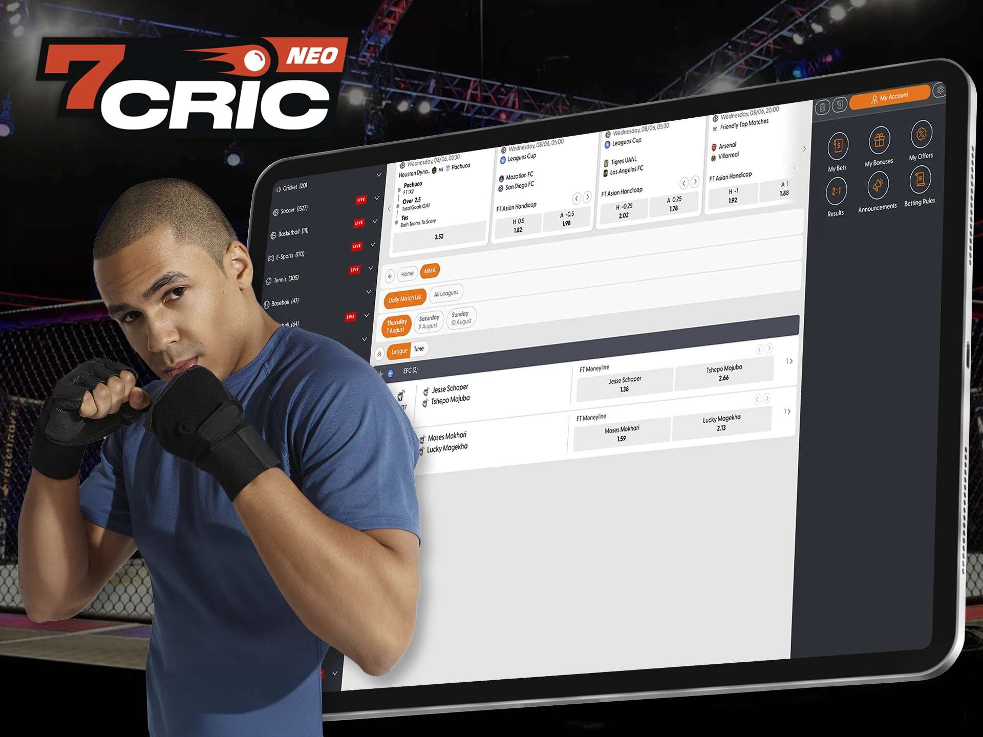 Bet on UFC fighters and get maximum odds at 7Cric.
