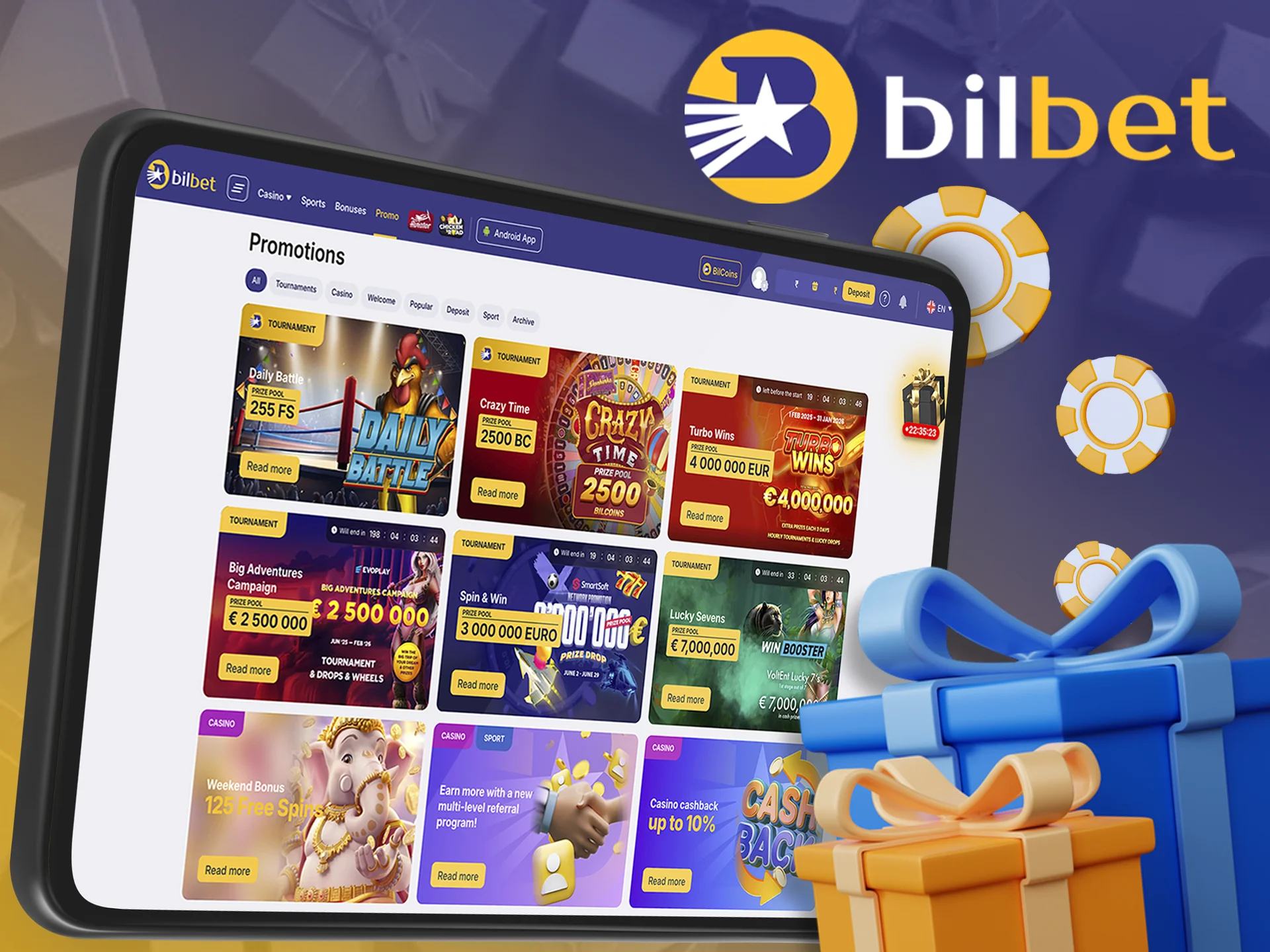 Top up your personal account and receive bonuses from Bilbet.