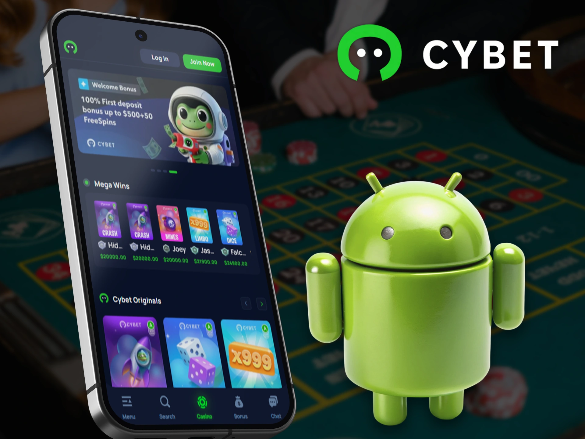 Start betting and winning with the Cybet Android app.