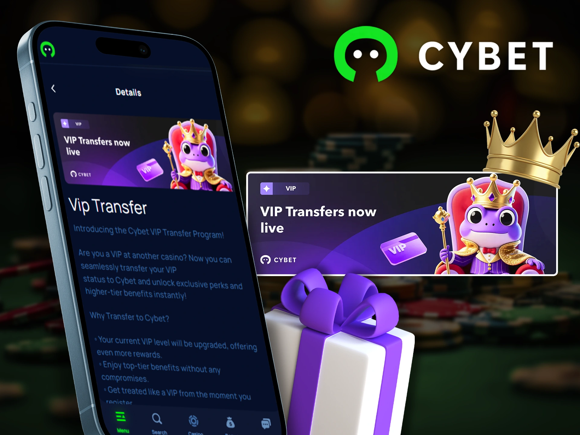 Get a VIP player bonus when playing at Cybet.