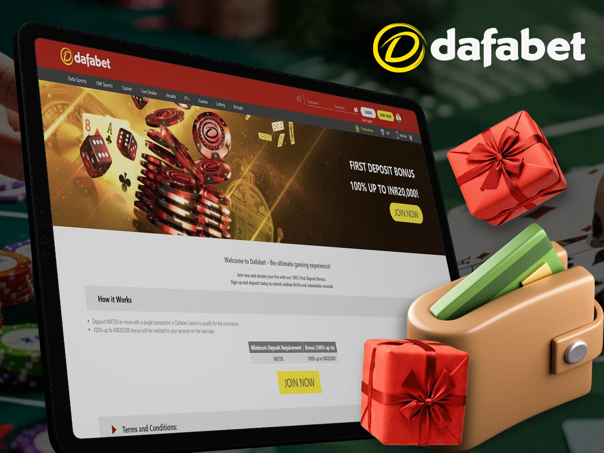 Top up your personal Dafabet account and get a bonus.