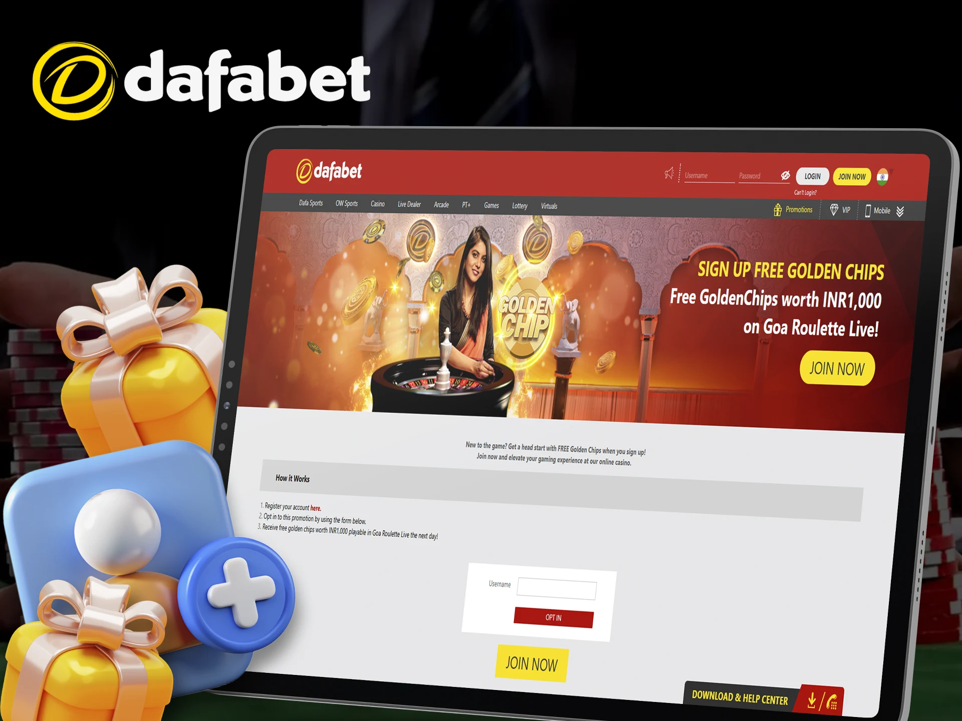 Complete all the registration steps and receive a bonus from Dafabet.