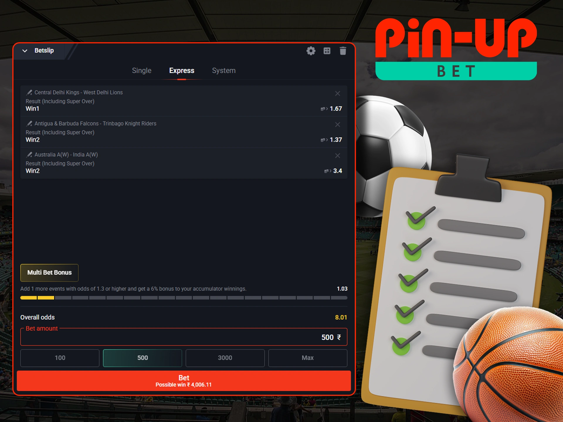 Choose the right bet type for you in Pin Up.