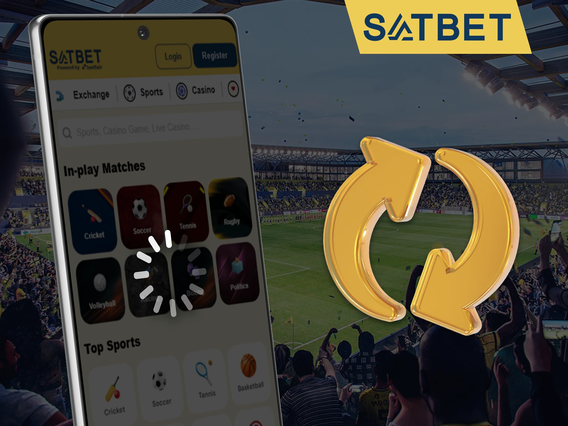 Check the Satbet app update for proper operation.