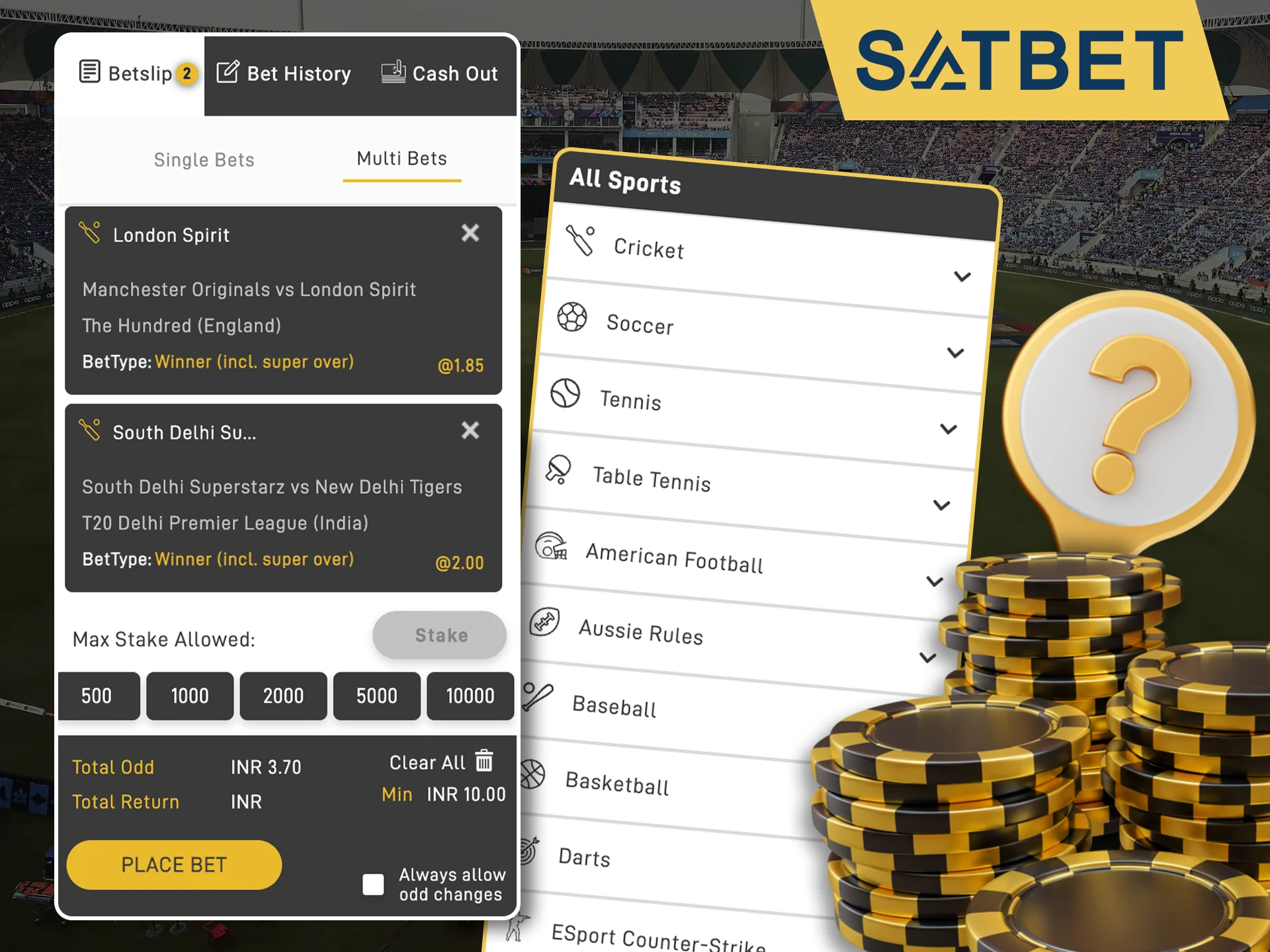 Start betting now on sports and casino at Satbet.