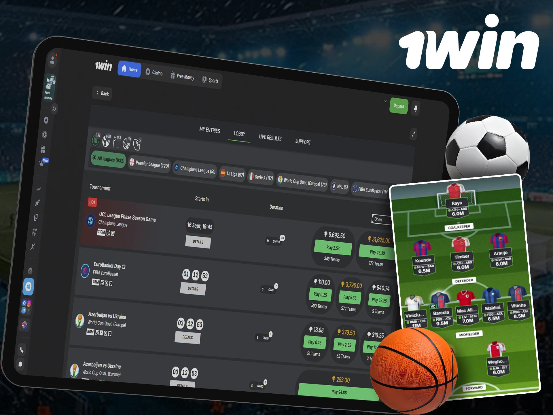 Play fantasy sports at 1Win.