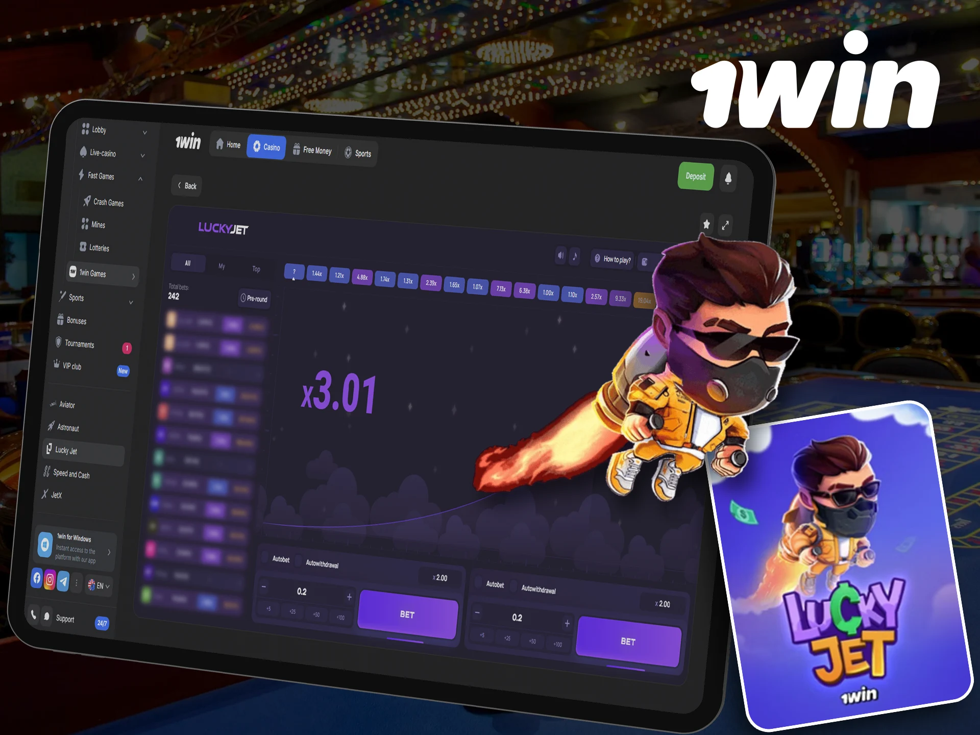 Lucky Jet at 1Win is a popular game that challenges players to make quick decisions with the potential for high scores.