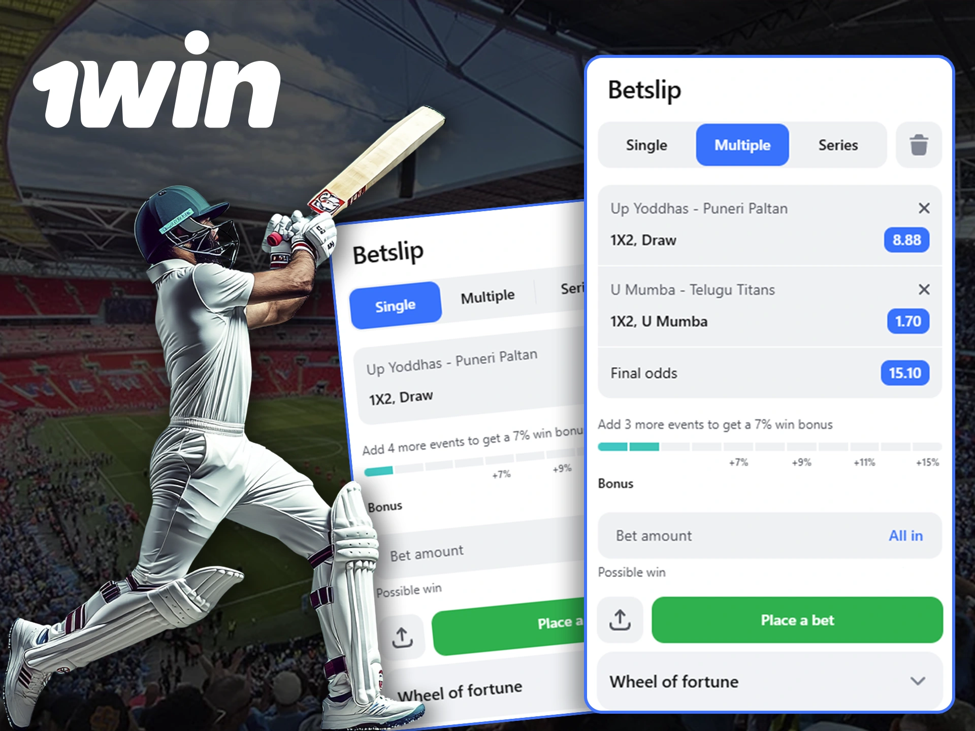 Types of bets on the official site 1Win.