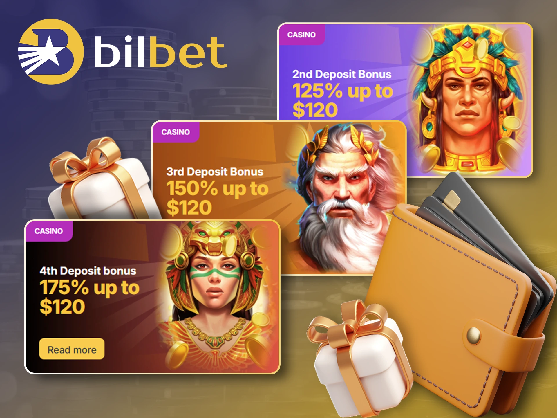 Top up your Bilbet account and receive a betting bonus.