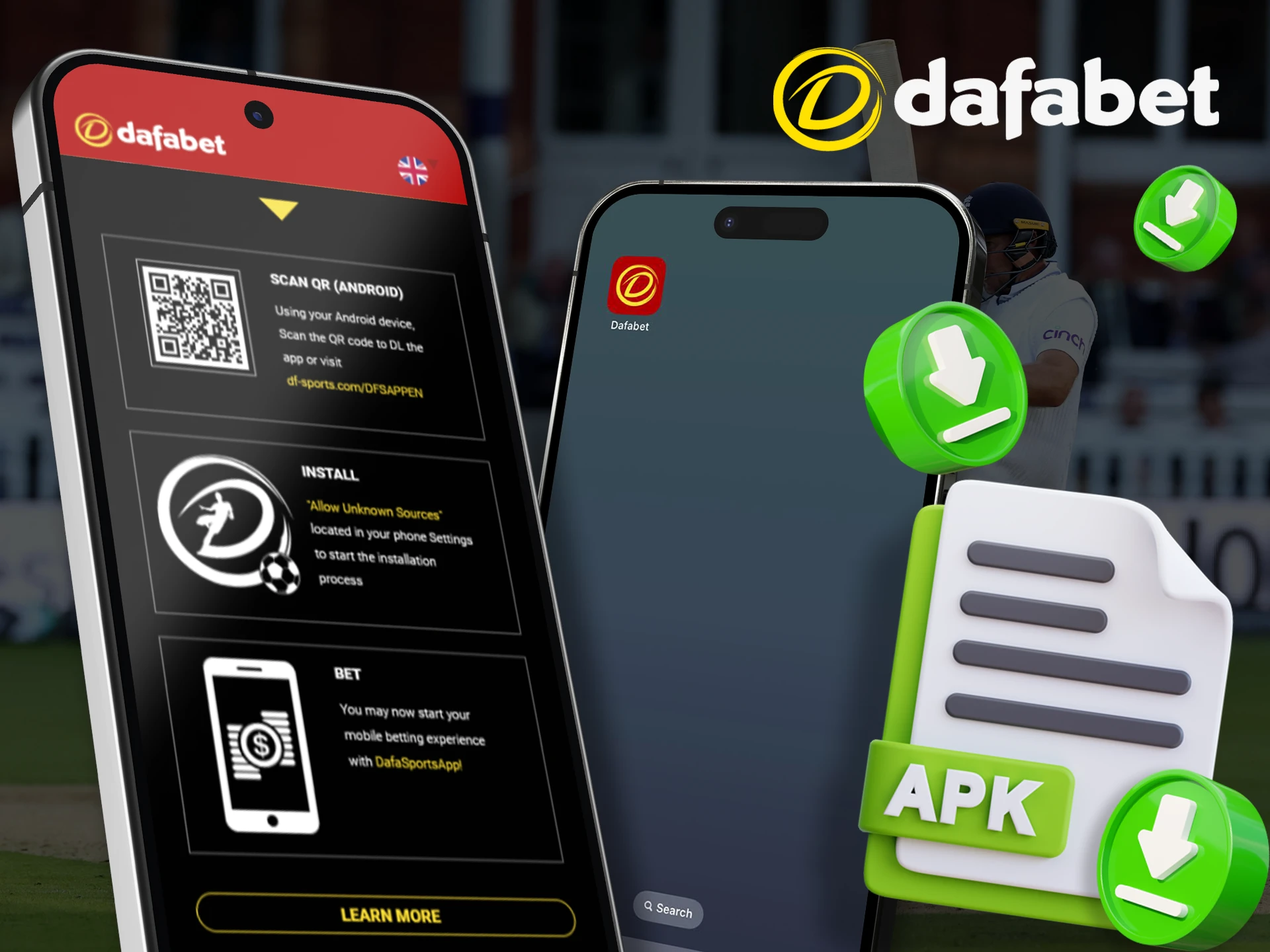 Get the APK on your smartphone to install Dafabet.