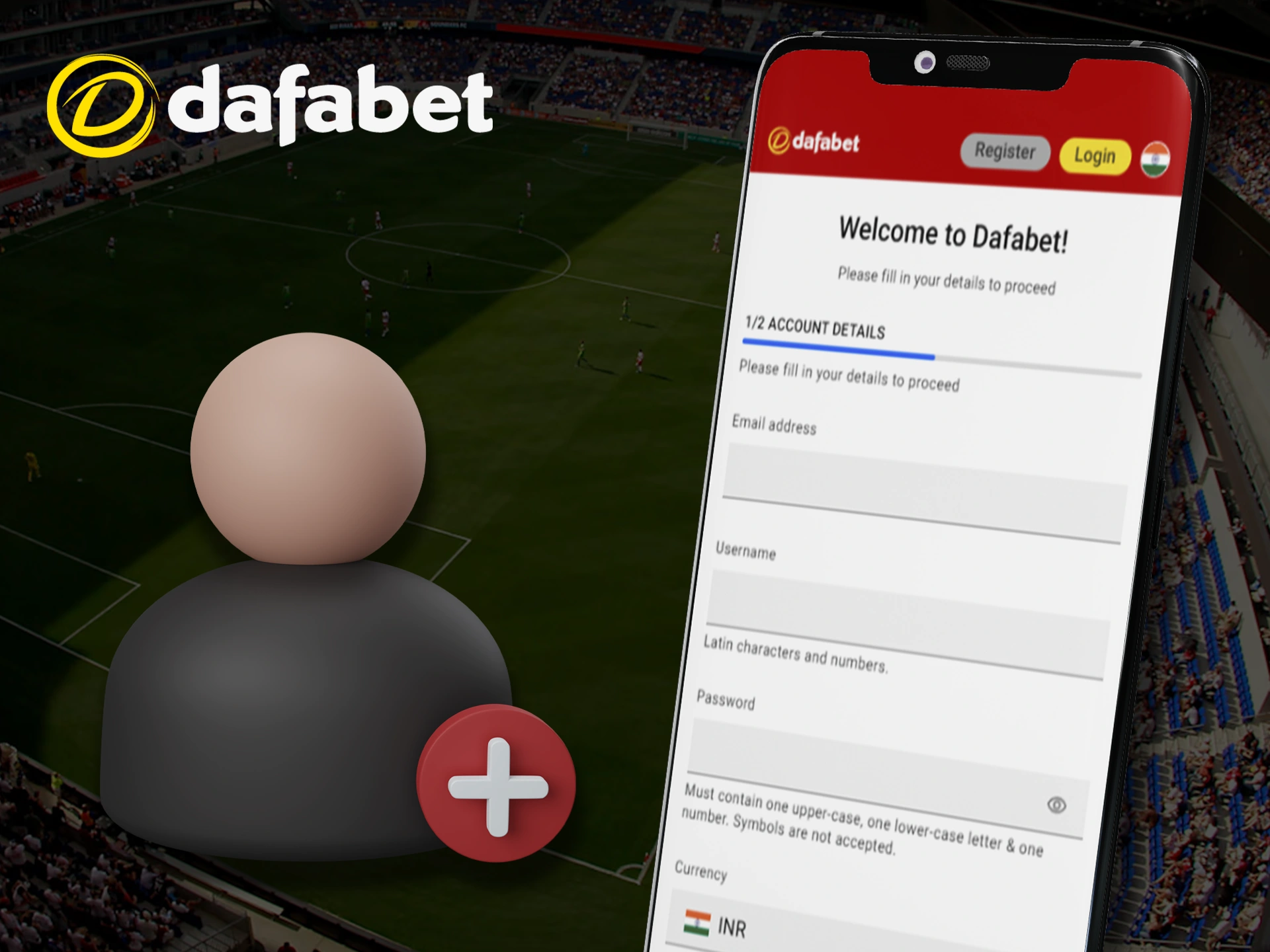 Complete all registration steps in the Dafabet app to start playing.