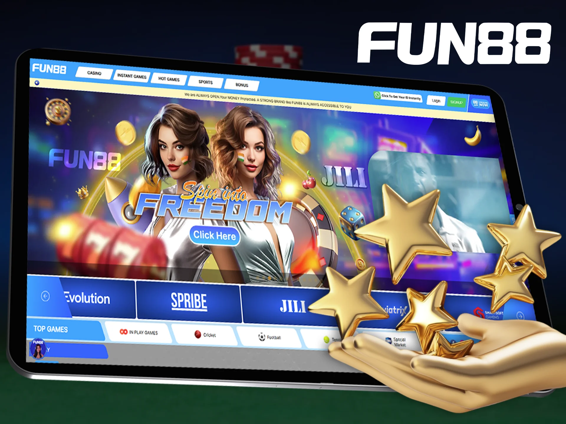 Get all the benefits of sports betting and casino betting at Fun88.