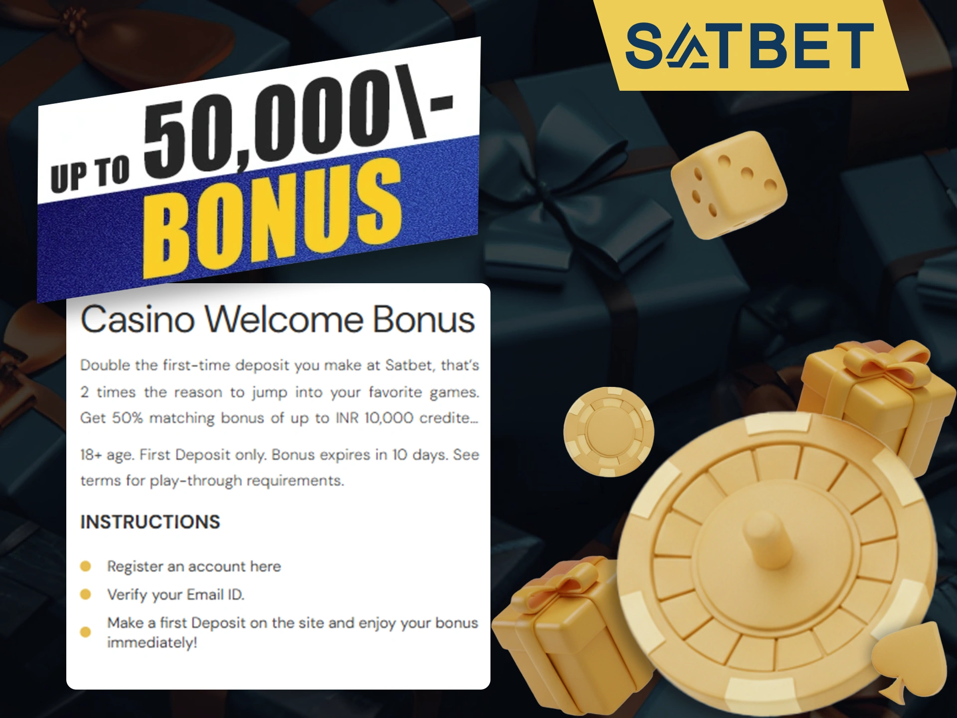 A casino betting bonus is already waiting for you at Satbet.