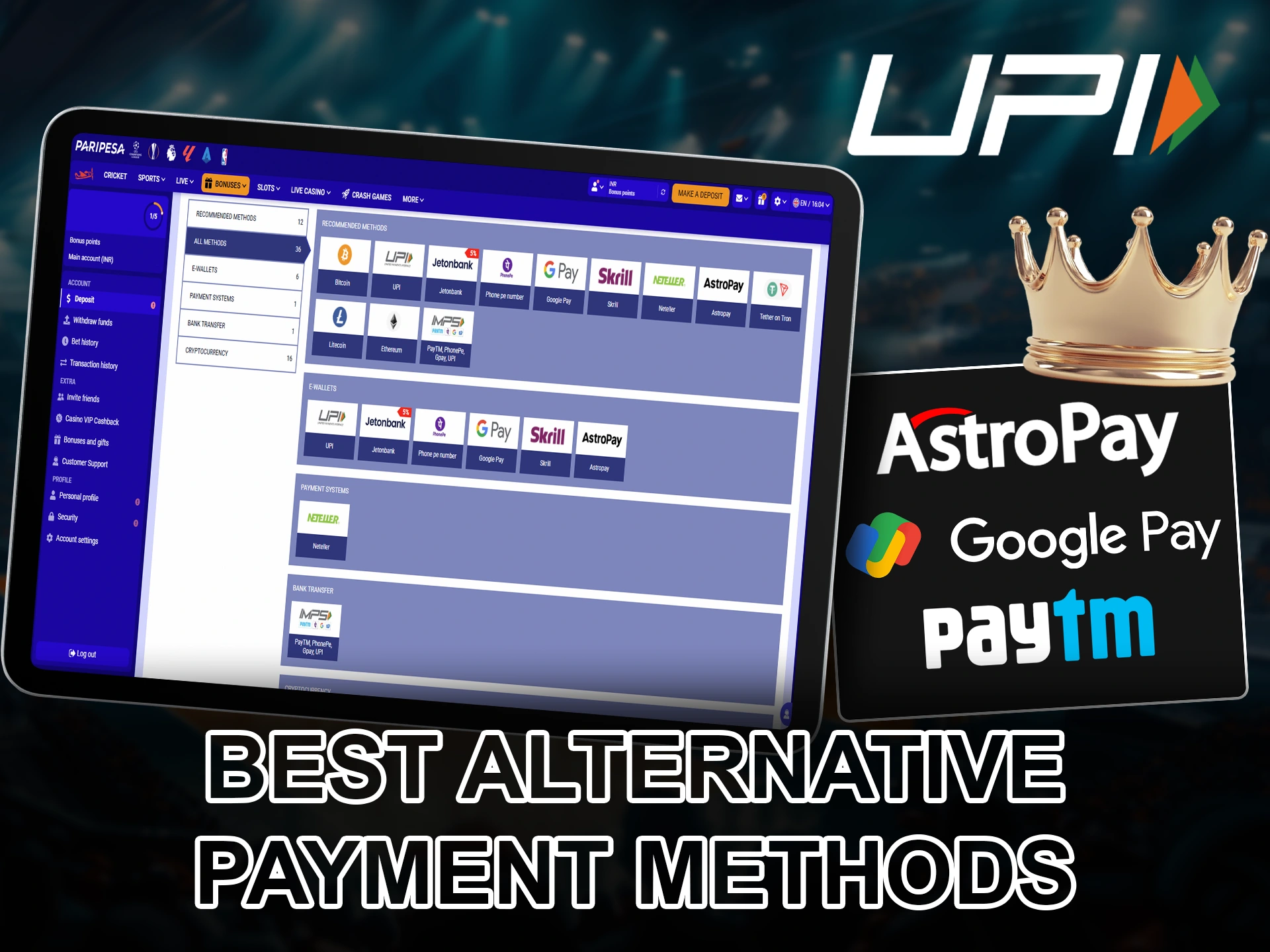 Choose alternative payment methods if you cannot use UPI.