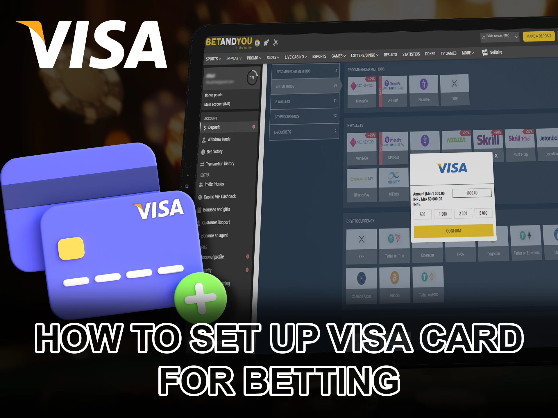 Use your Visa card to make transactions at bookmakers.