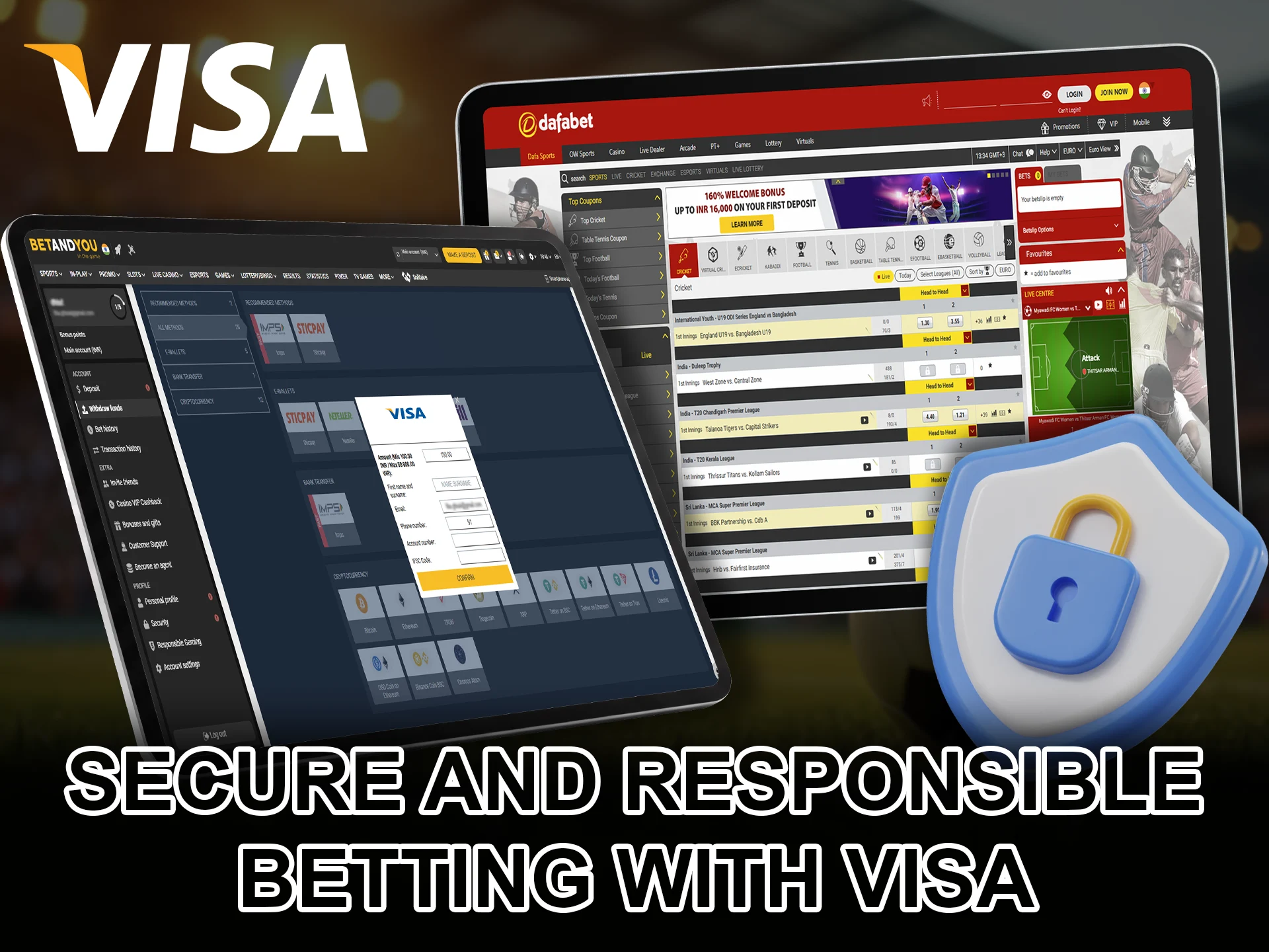 Use safe and secure payment methods like Visa.