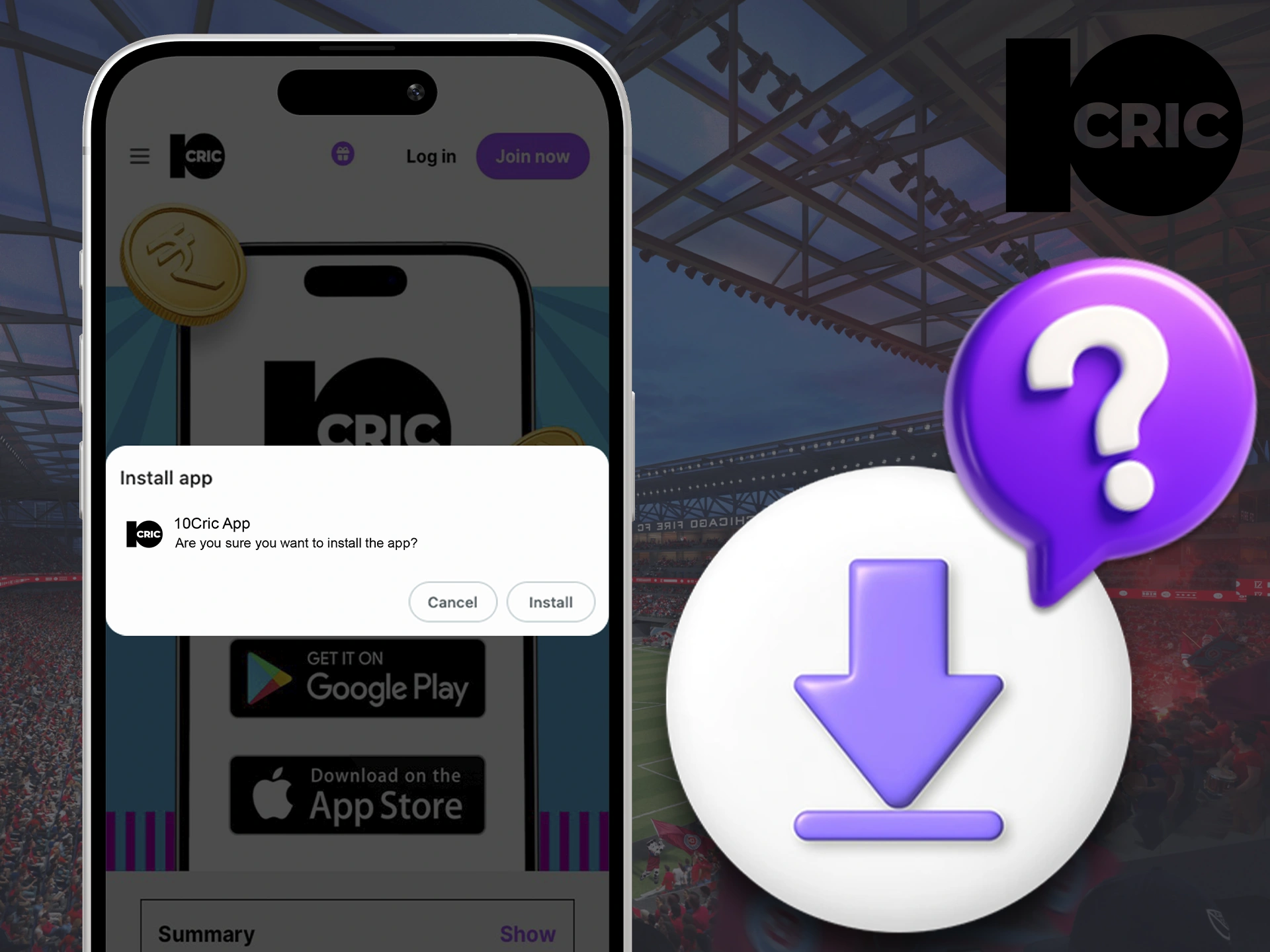 Install the 10Cric app instantly by following the instructions.