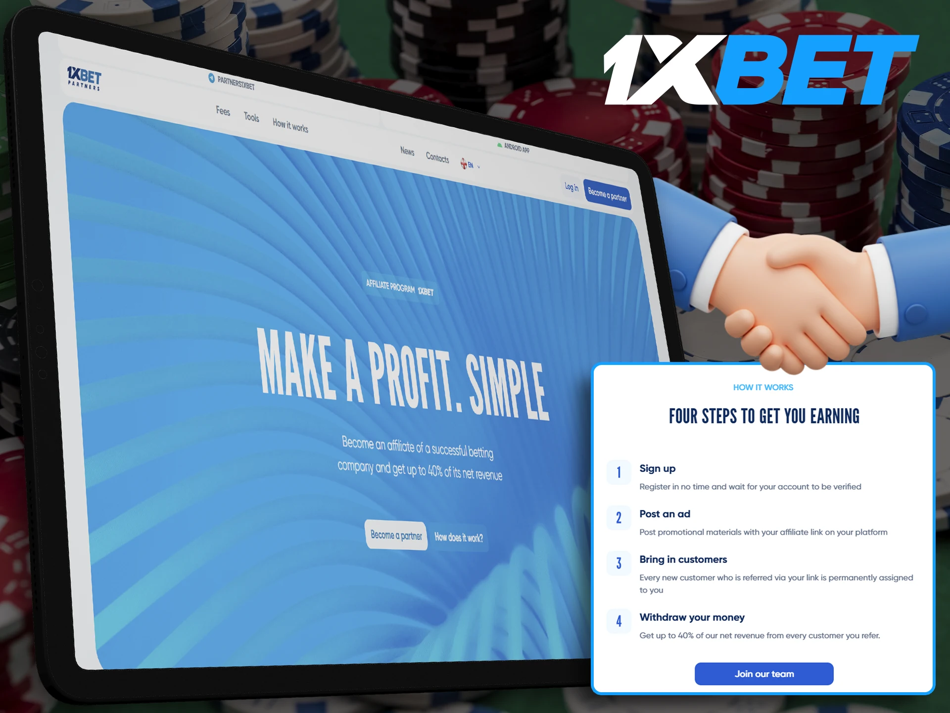 For Indian players 1xBet sport betting site offers a loyalty program where users can earn extra money by participating.