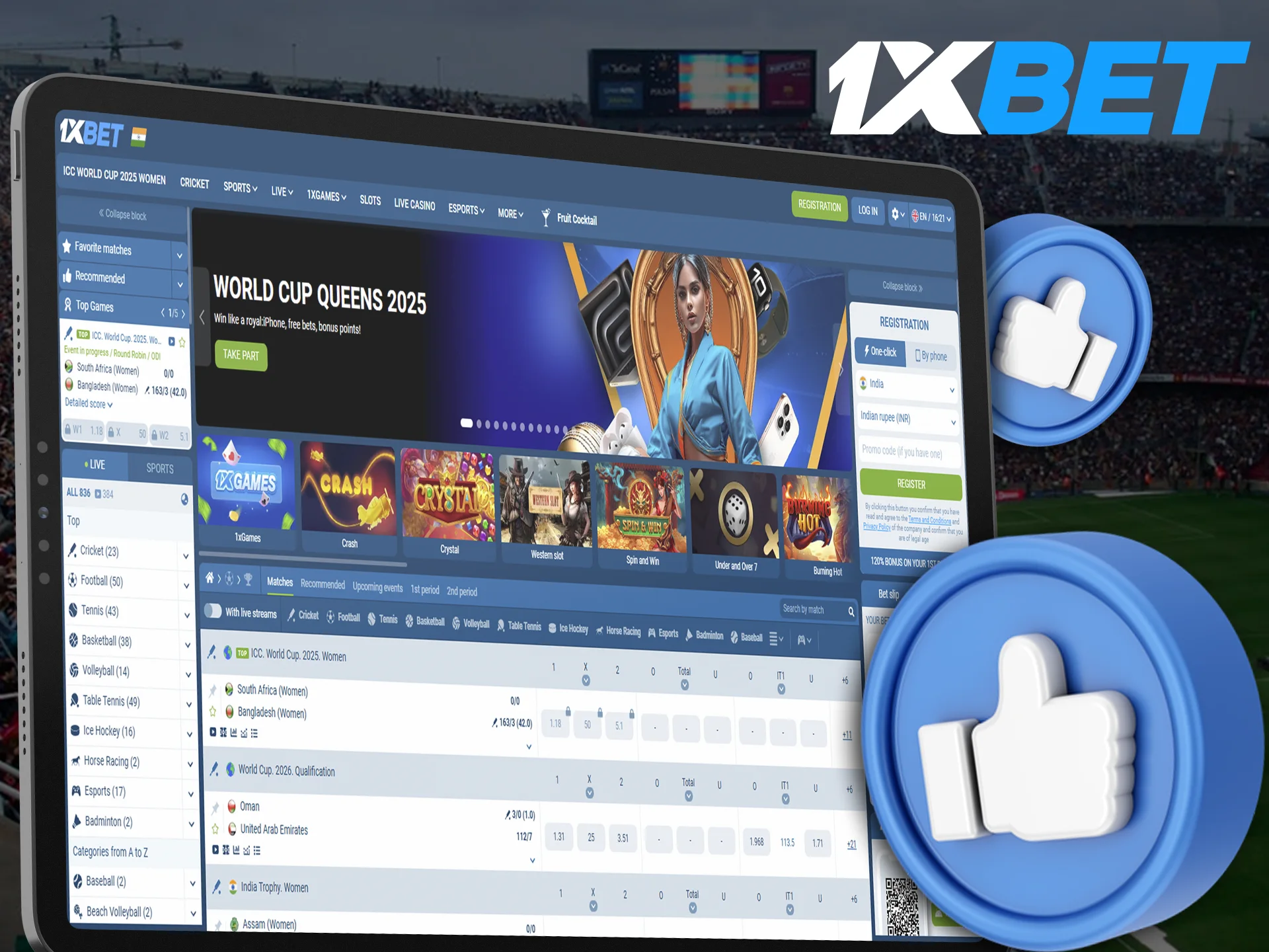 Learn about the main advantages when using 1xBet casino in India.