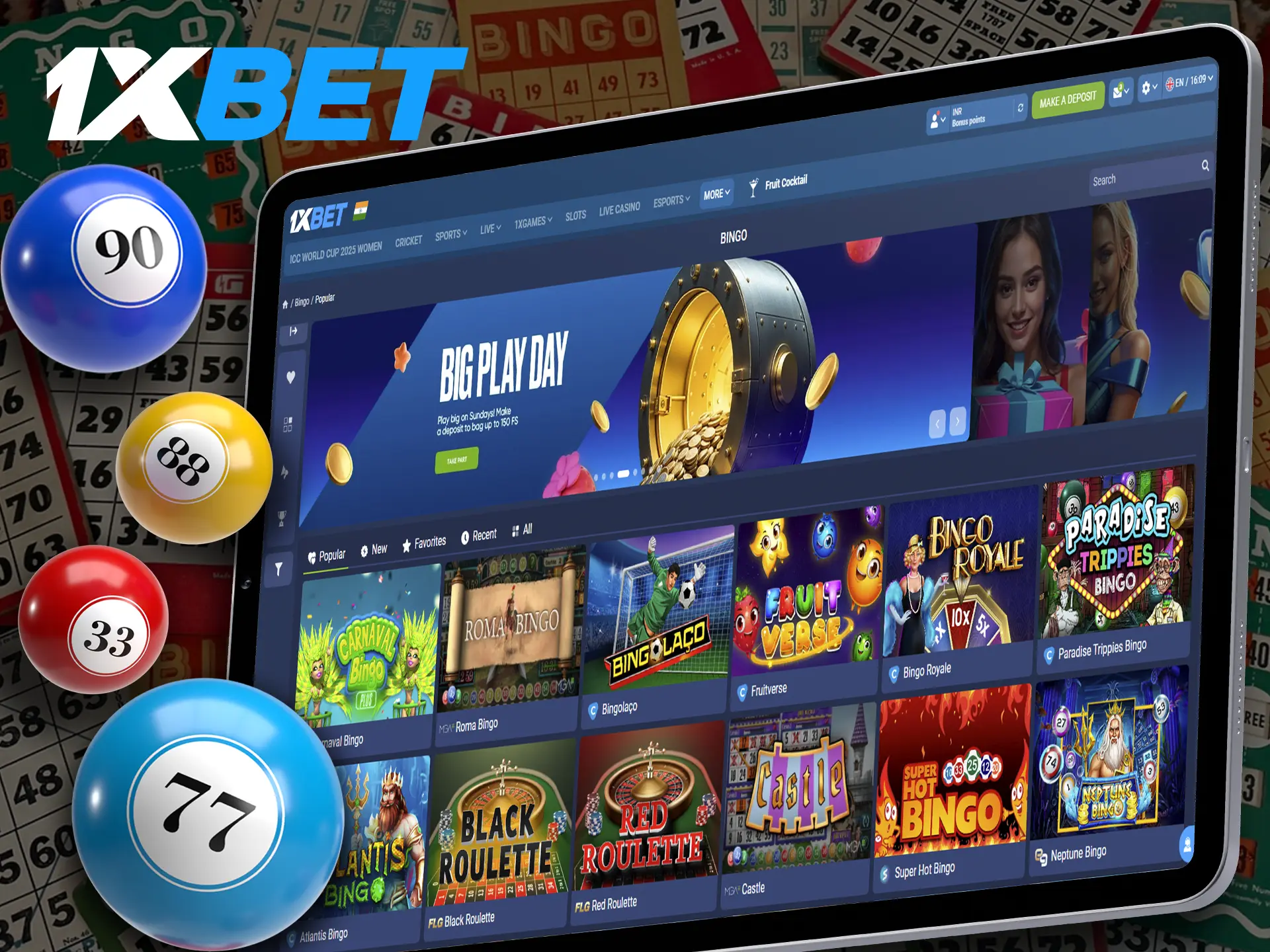 Bingo is a popular online game available to play at 1xBet.