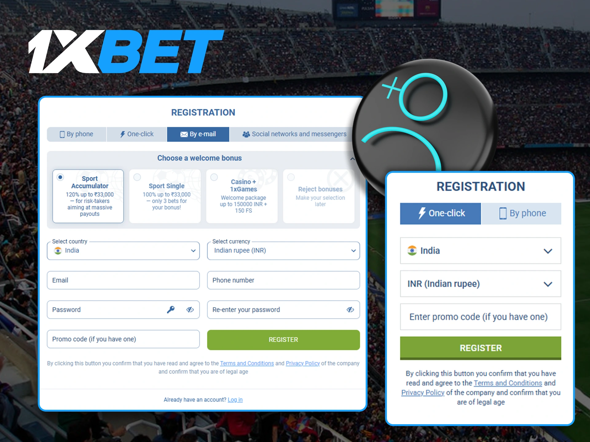 Go through the registration procedure on the 1xBet website and get access to all the platform's services.