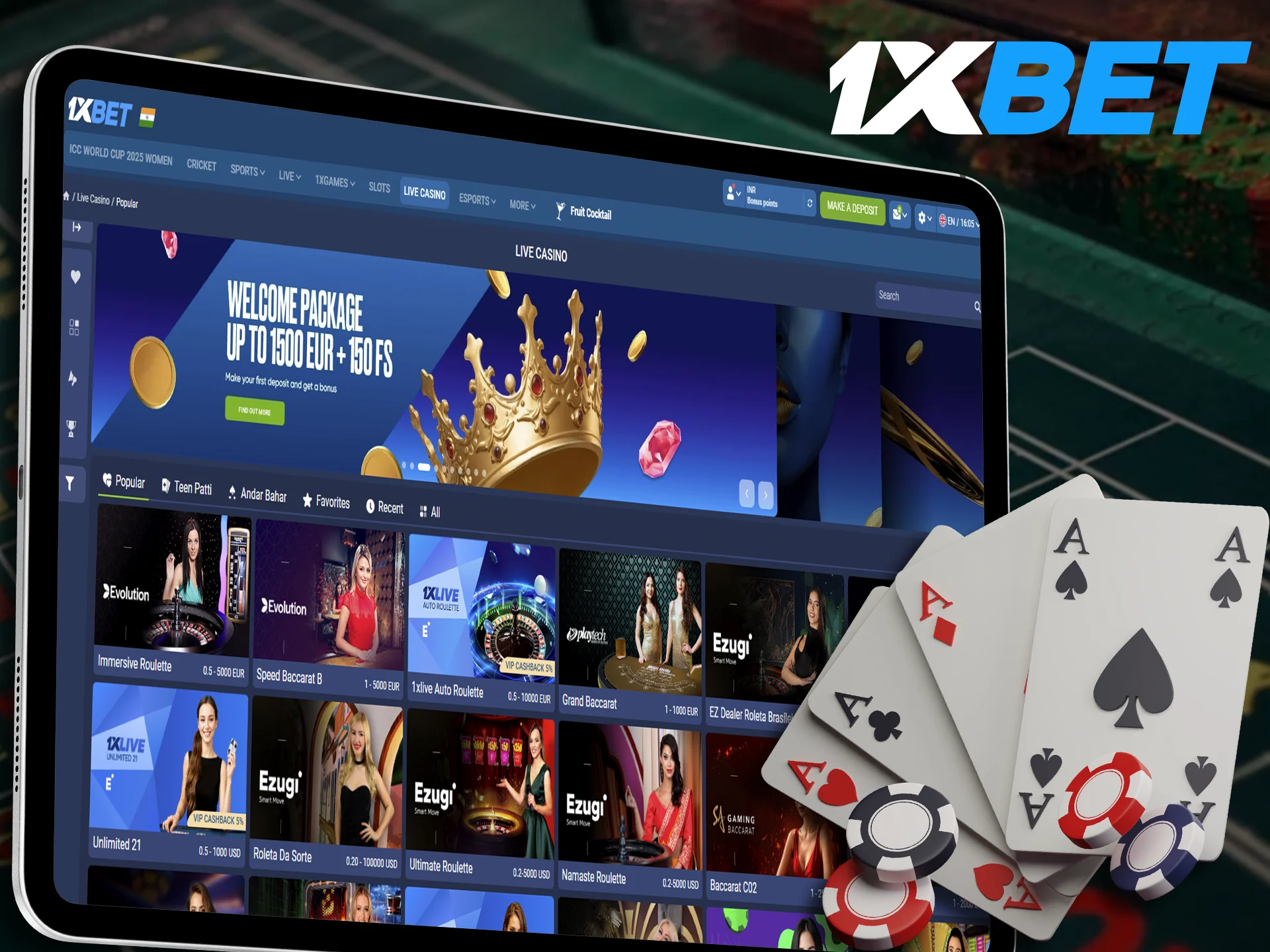 Dive into the world of table games and experience the thrill of the challenge at 1xBet.