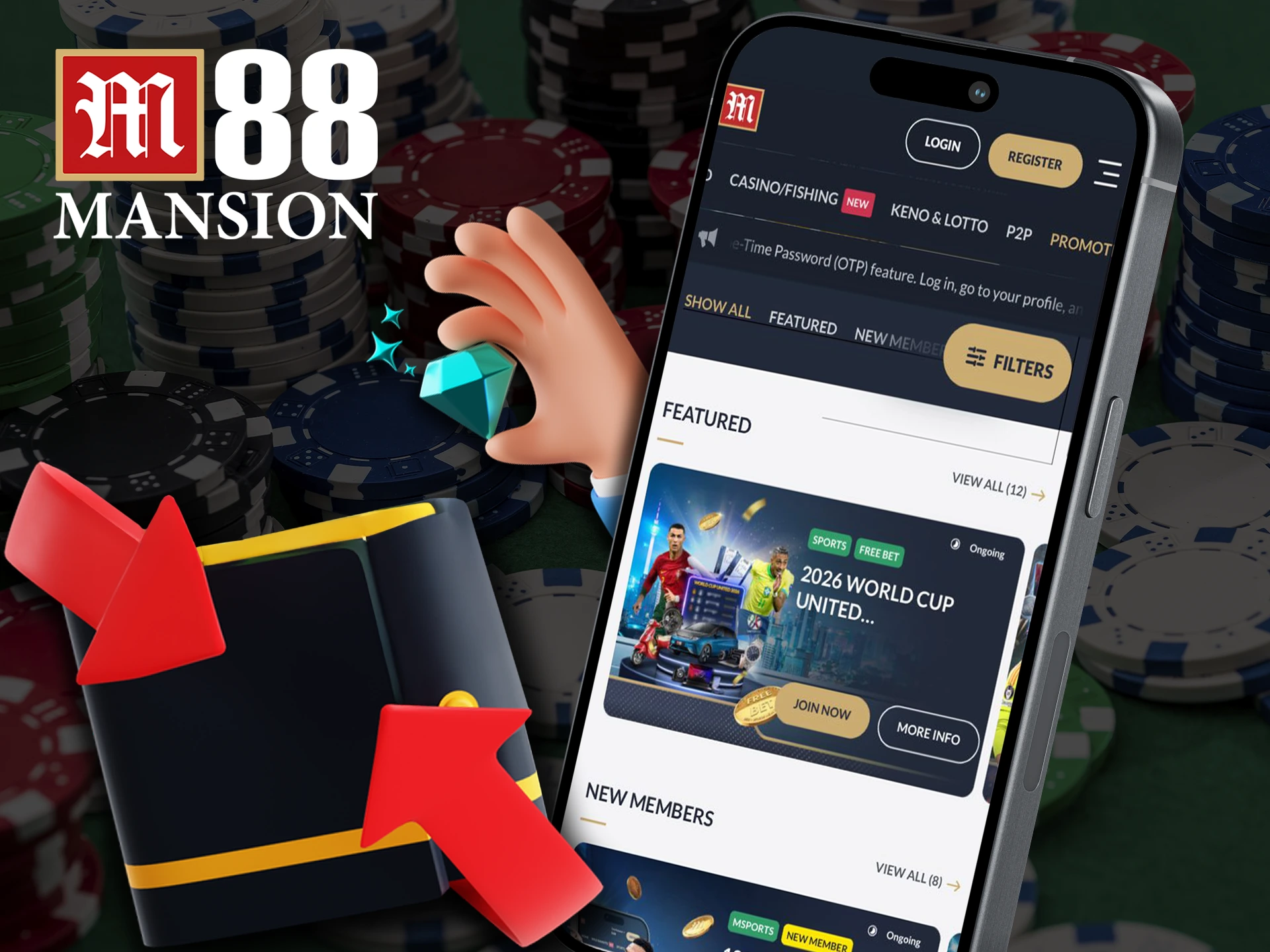 Get a diamond VIP bonus when you start betting in the M88 app.