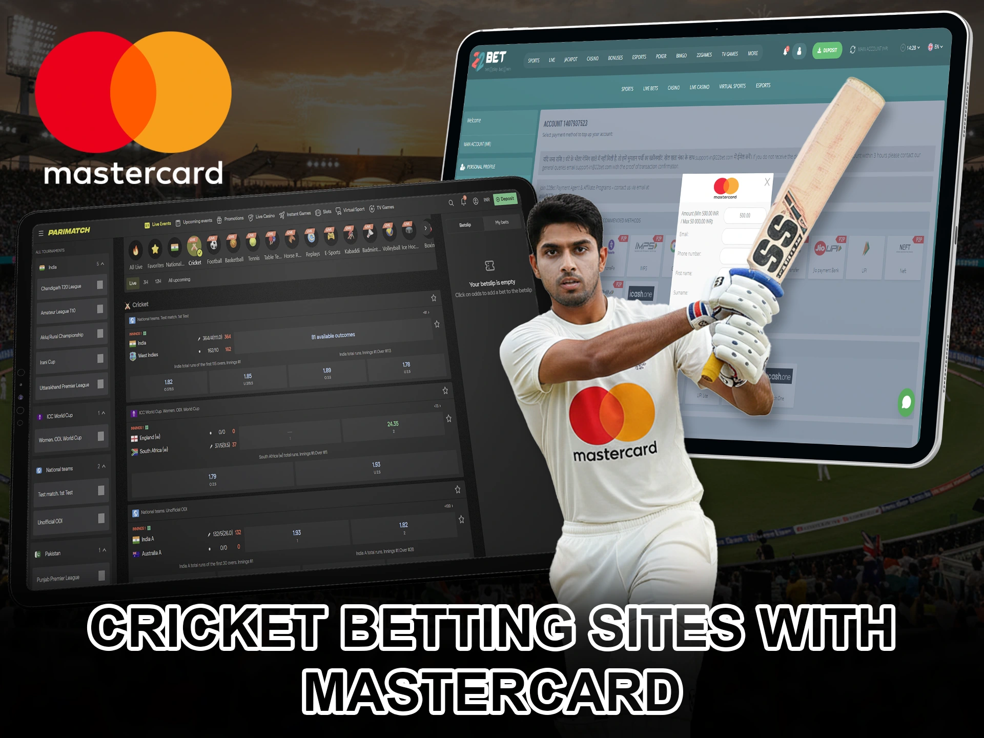 Bet on cricket favorites with Mastercard.